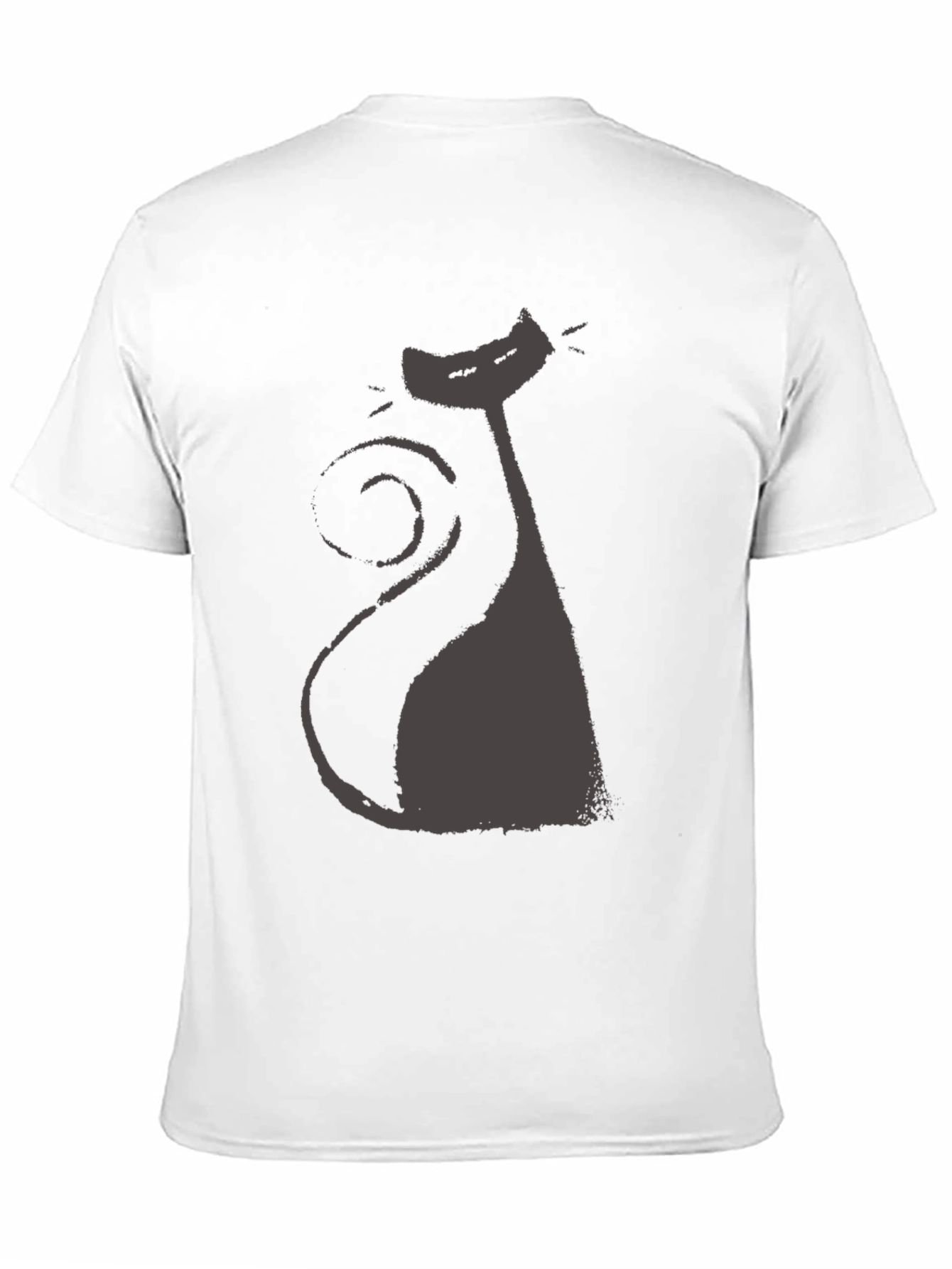 Black Retro Cat Silhouette Tee - Black Cotton Blend view 11