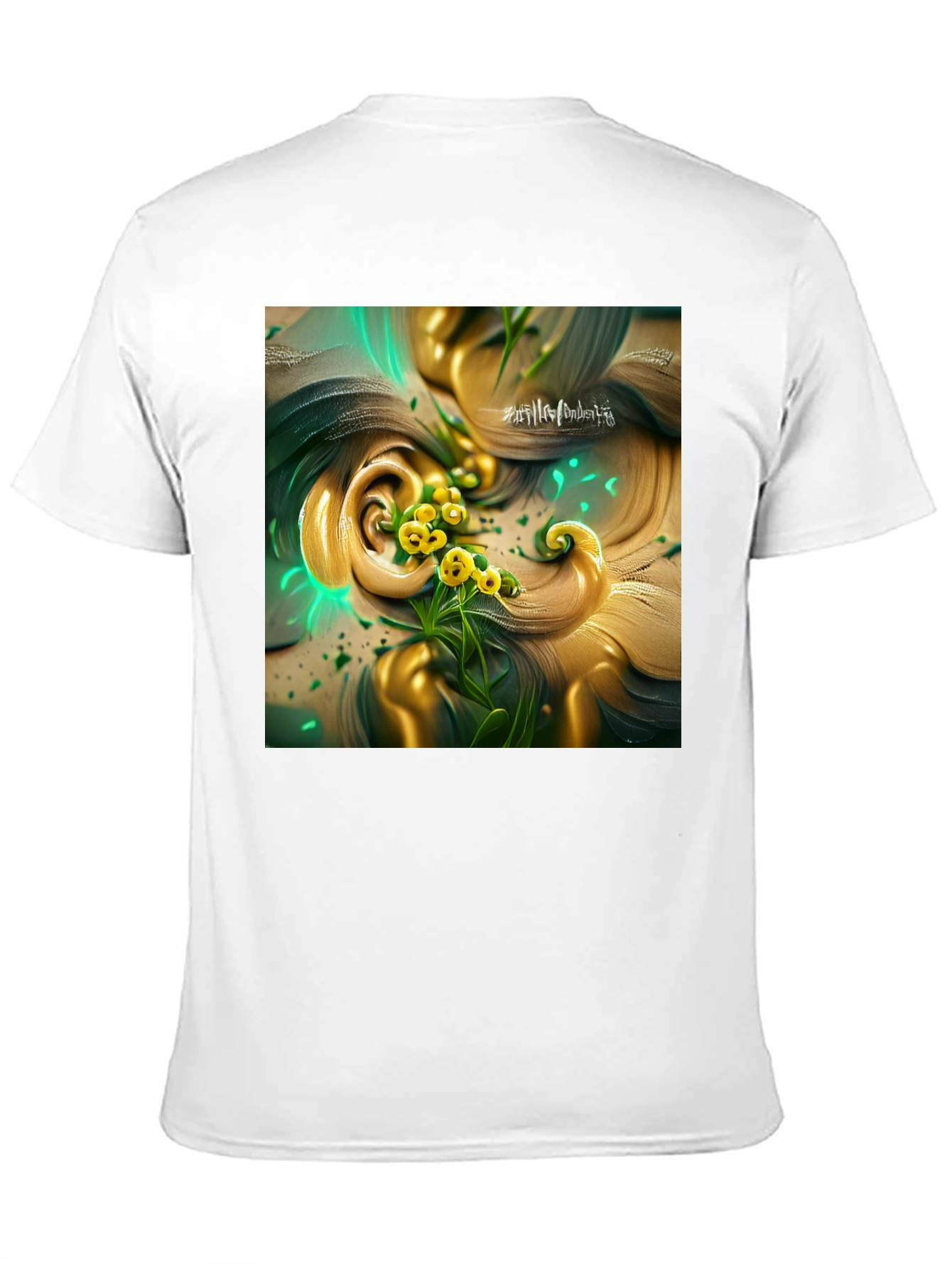 Black Black T-Shirt with Artistic Floral Design view 11