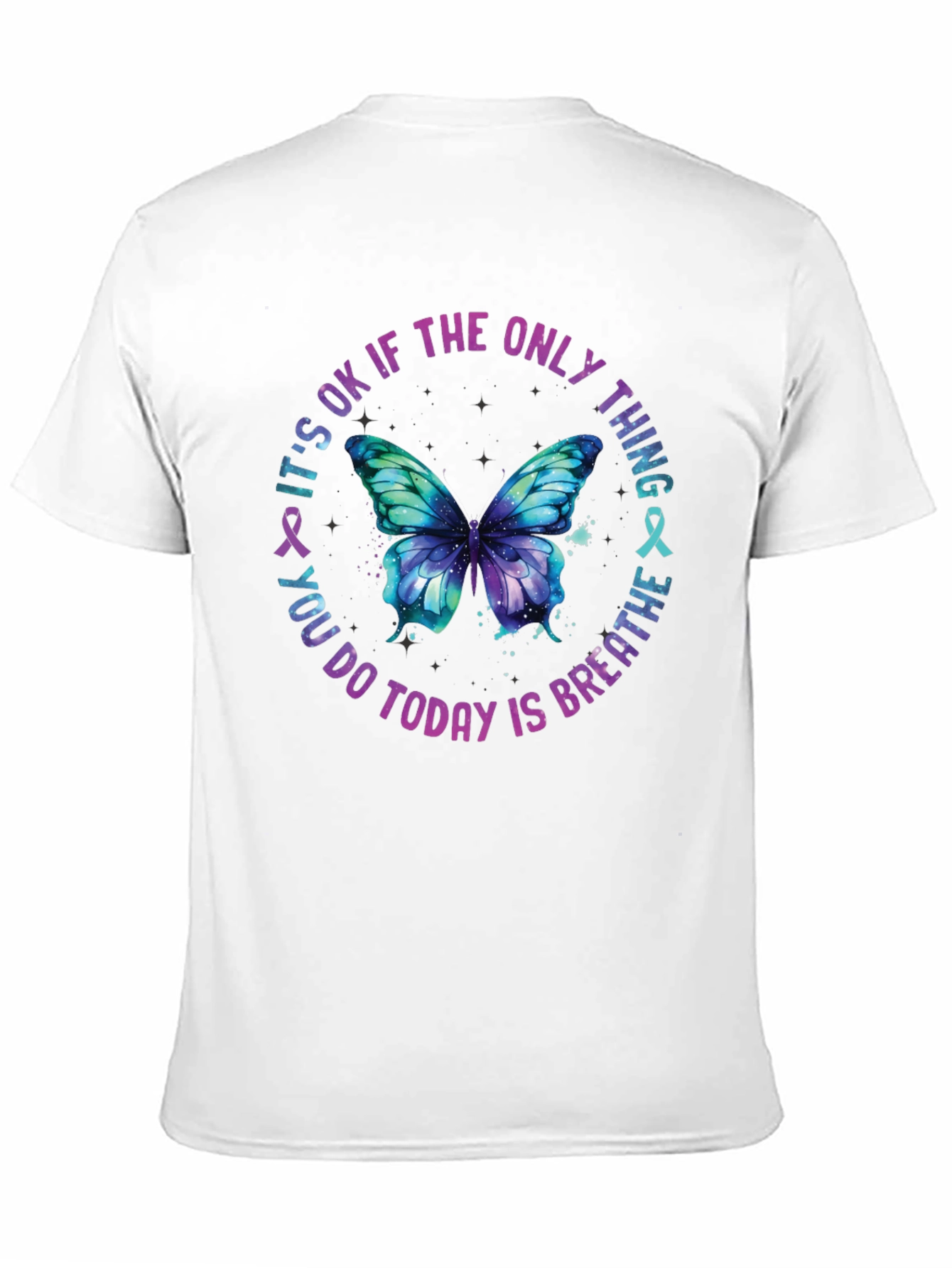 Black Breathe Butterfly Graphic Tee - Mental Health Awareness Shirt view 11