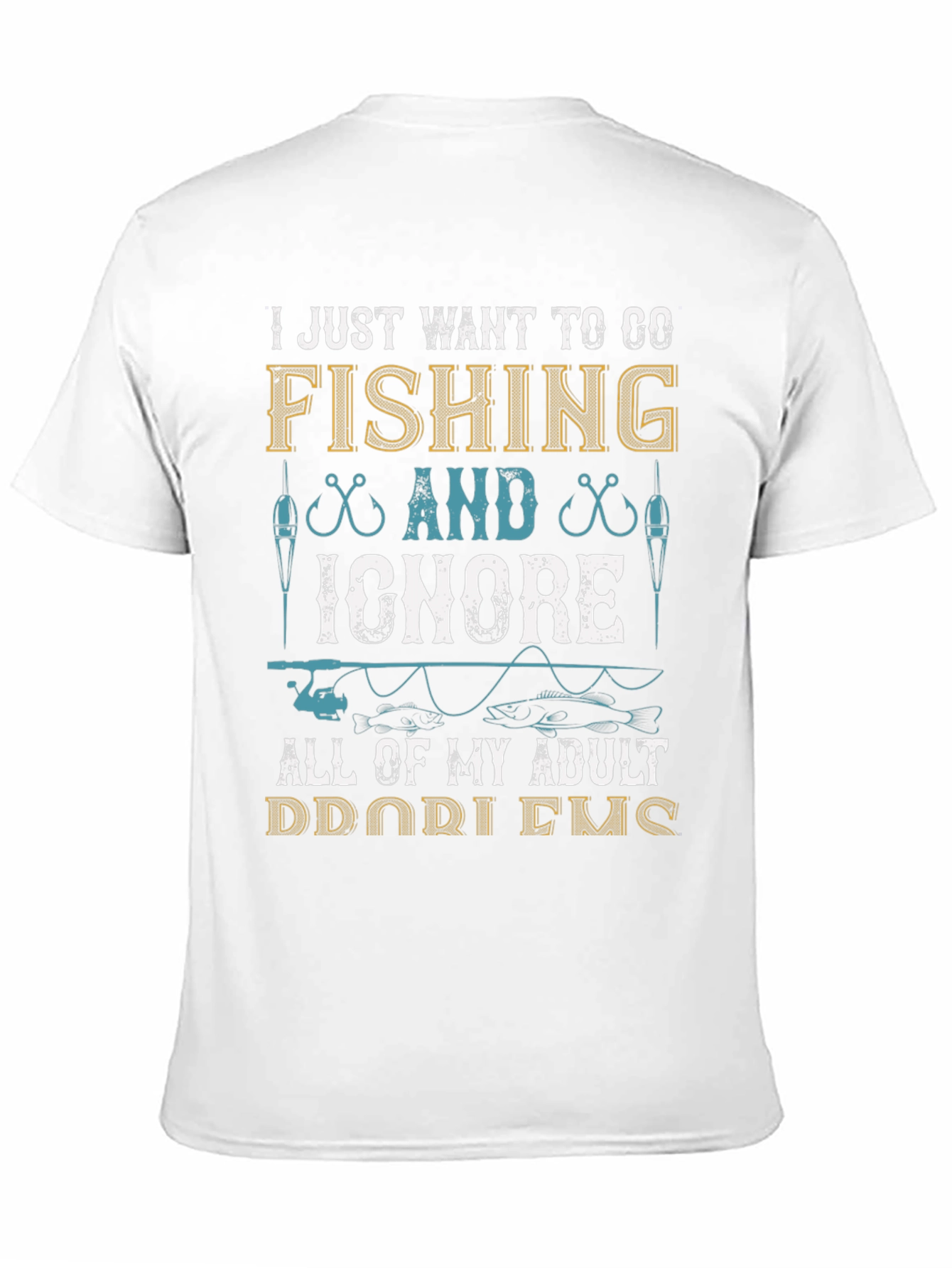 Black Fishing T-Shirt: Ignore Adult Problems view 11