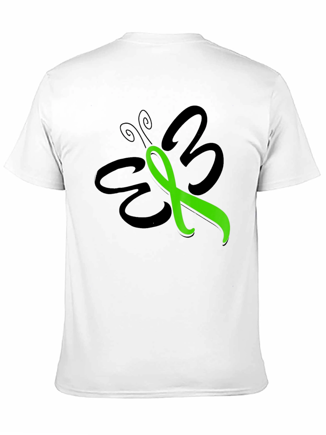 Black Green Ribbon Butterfly T-Shirt - Awareness Support view 11