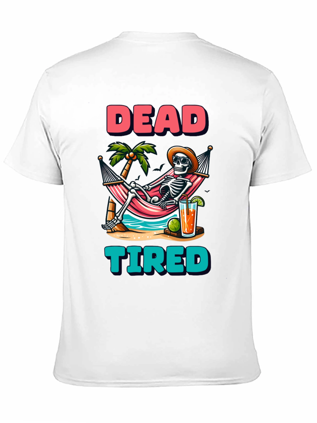Black Dead Tired Skeleton Graphic T-Shirt view 11