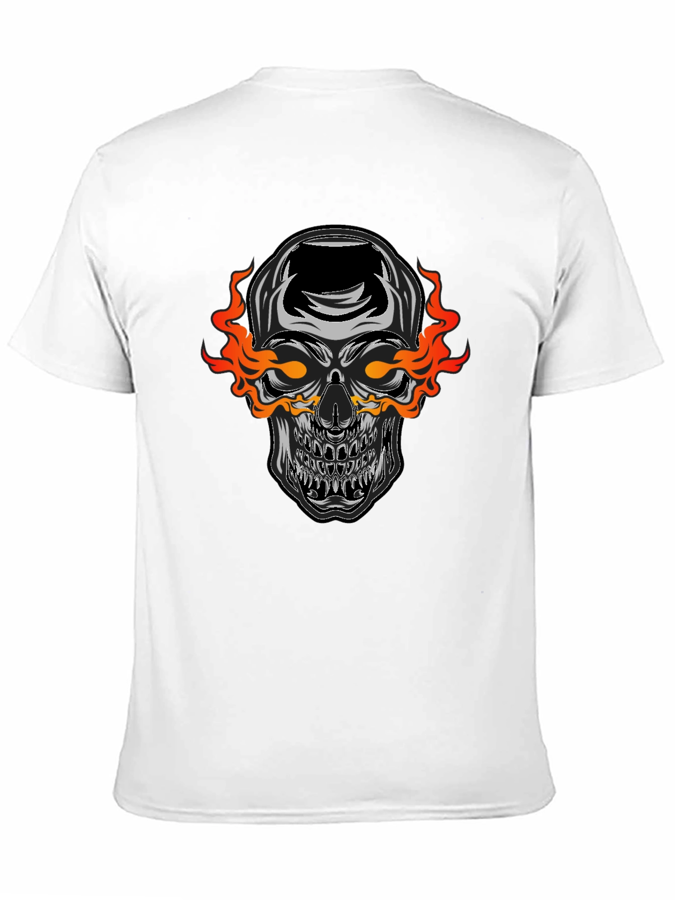 Black Flaming Skull Graphic Black T-Shirt view 11