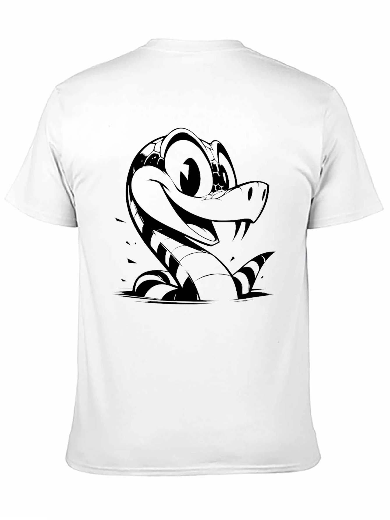Black Cartoon Snake Graphic T-Shirt - Men's Black Tee view 11