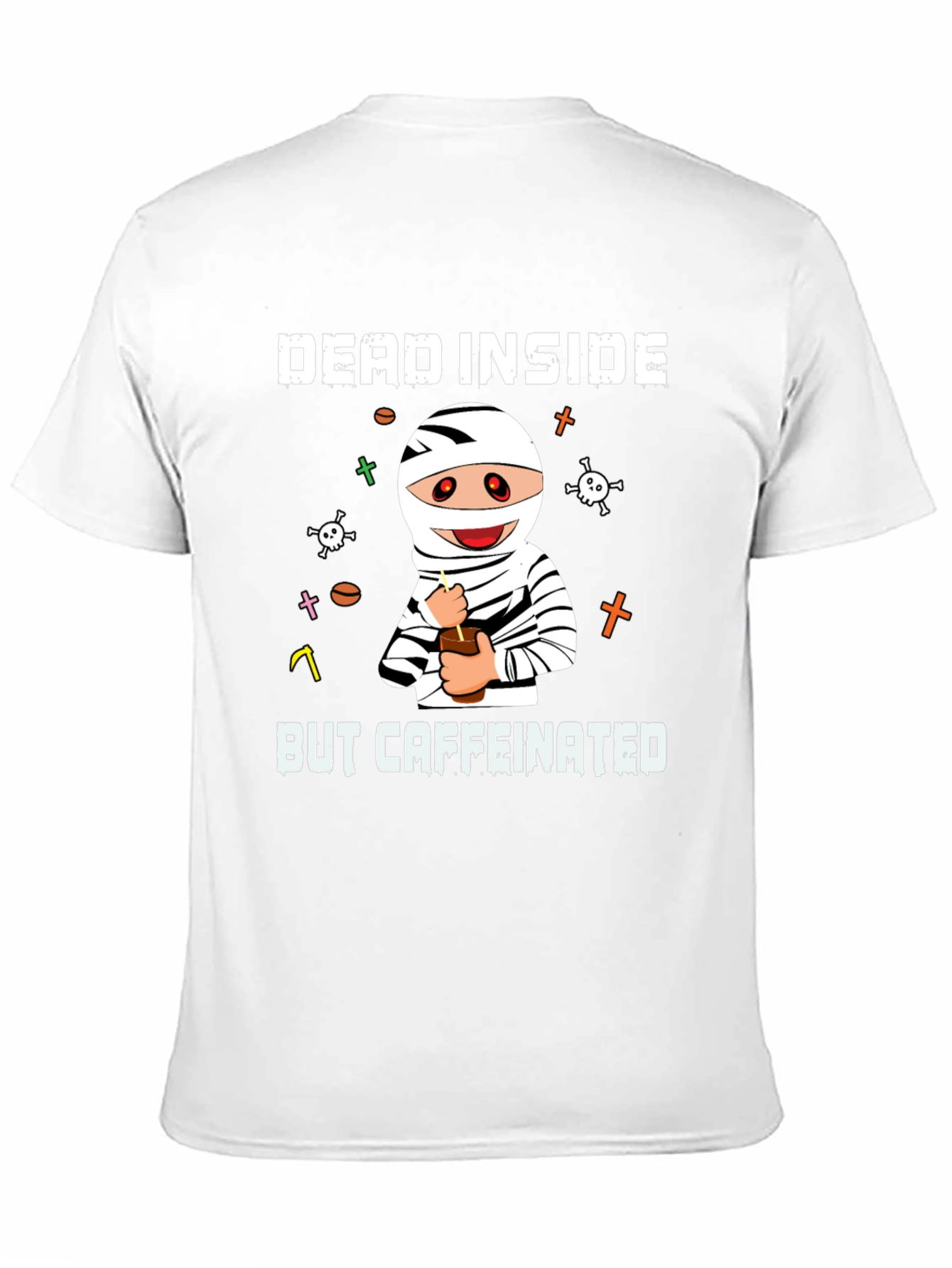 Black Dead Inside But Caffeinated T-Shirt view 11