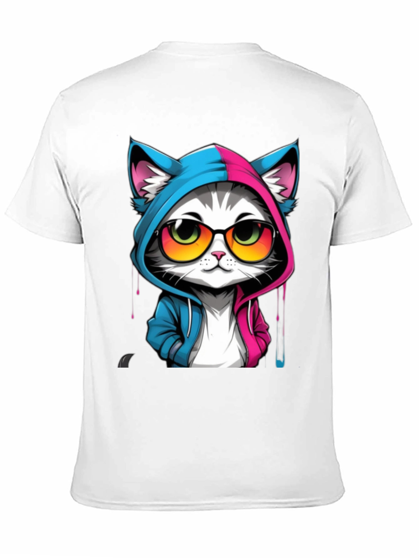 Black Cool Cat Graphic Tee - Unisex Black T-Shirt view 11