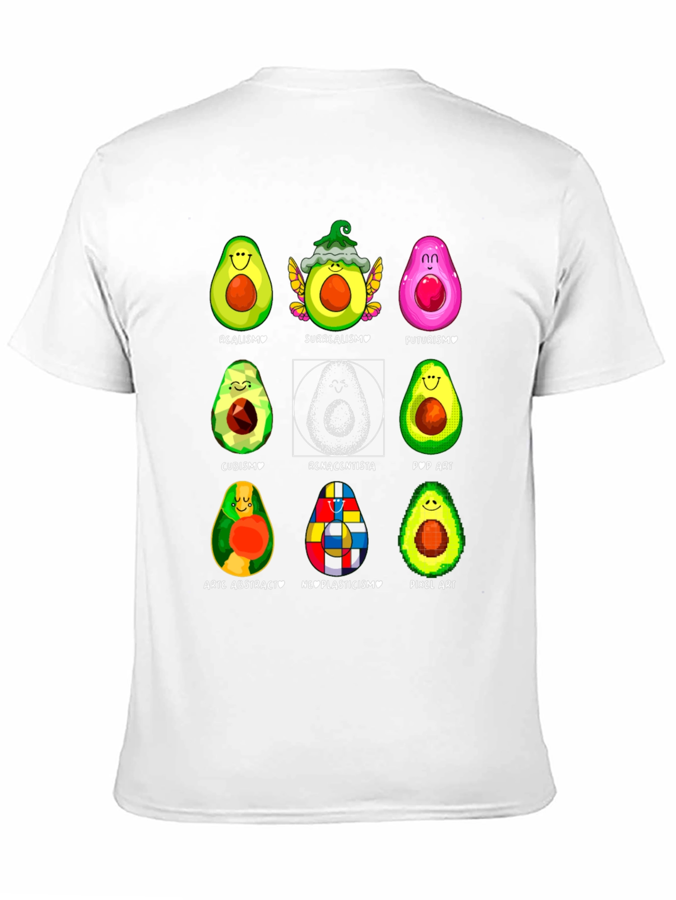 Black Avocado Art Styles Graphic T-Shirt view 11