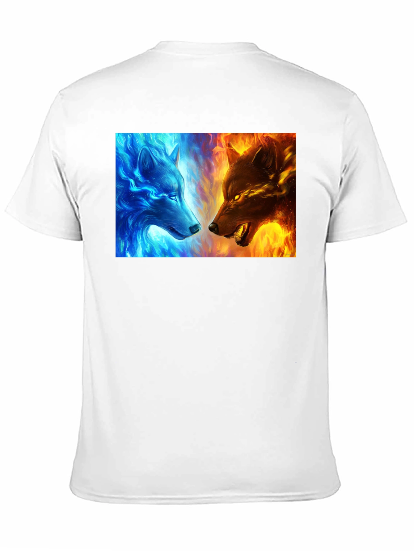 Black Fire and Ice Wolf Graphic Tee - Cool Men's T-Shirt view 11