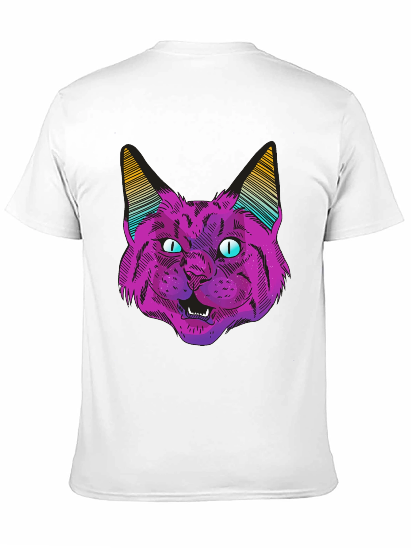 Black Psychedelic Cat Graphic T-Shirt view 11