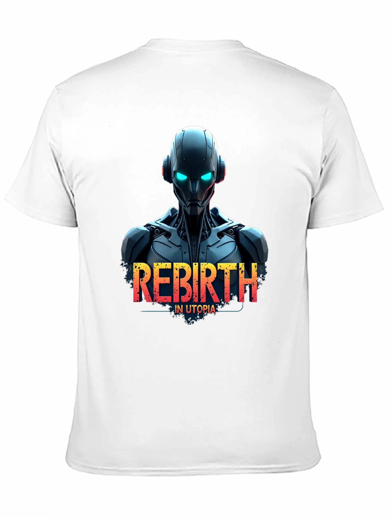 Black Rebirth in Utopia Robot T-Shirt - Sci-Fi Style view 11