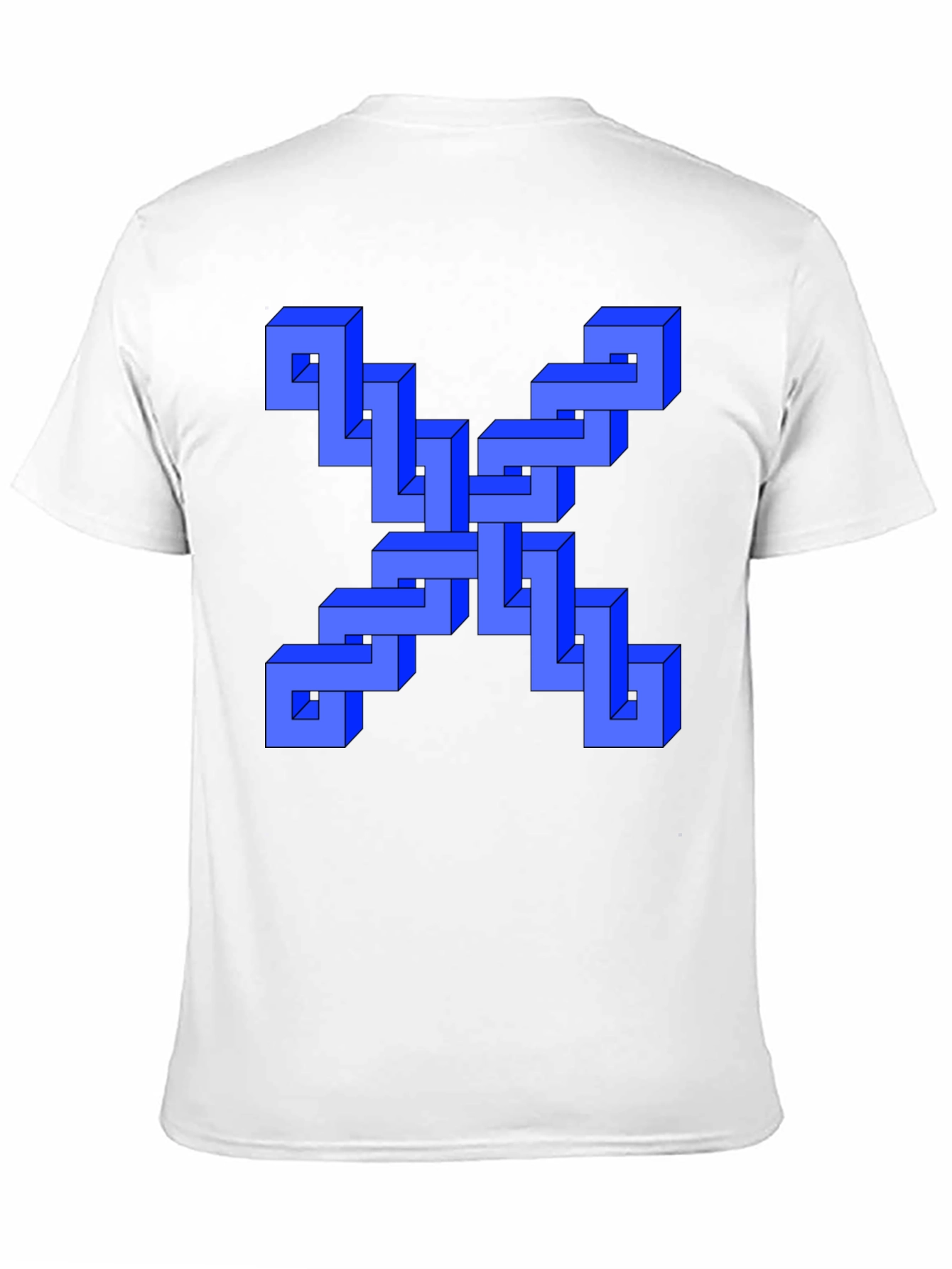 Black Optical Illusion Blue Cube Design Black T-Shirt view 11