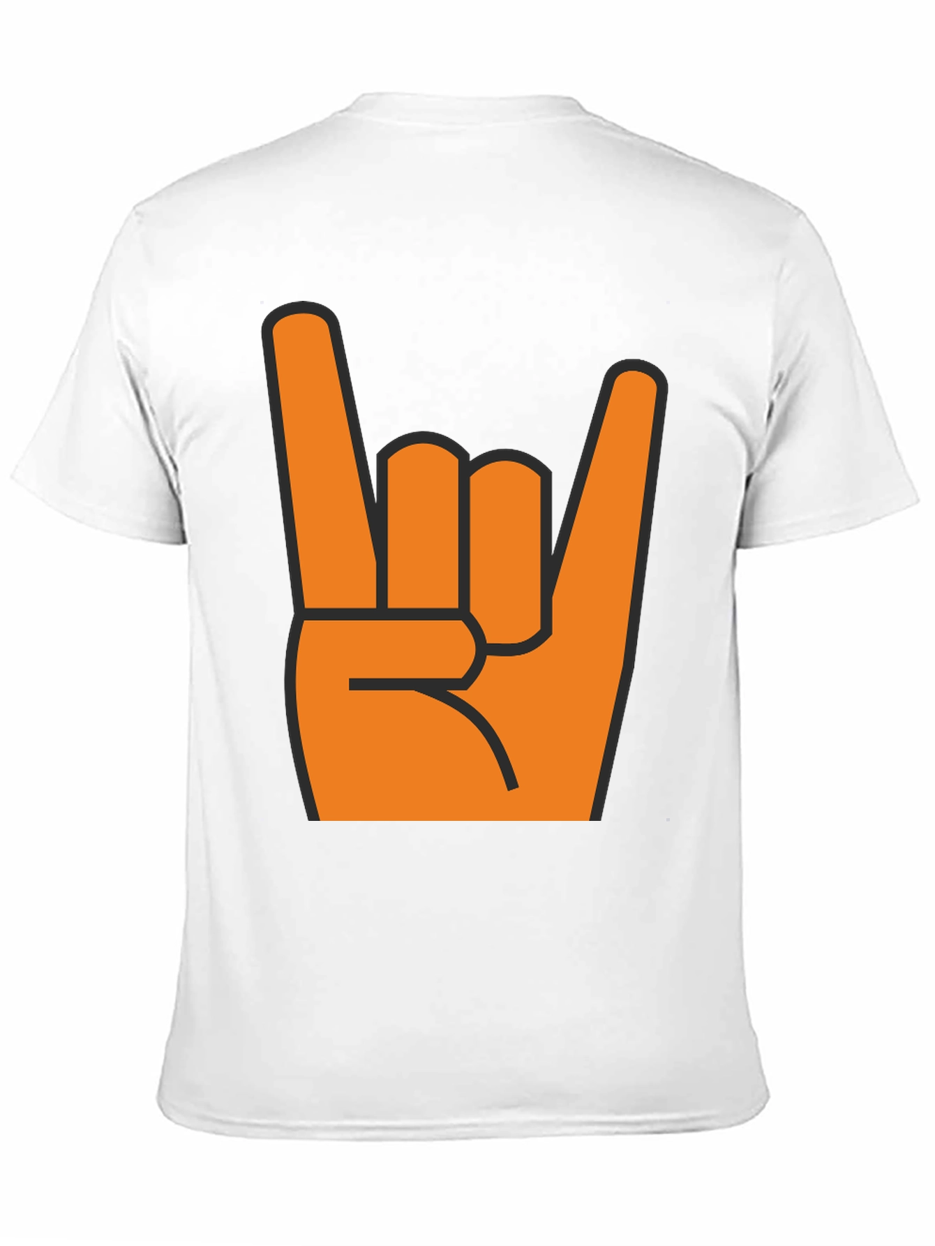 Black Rock On T-Shirt - Bold Orange Hand Graphic view 11