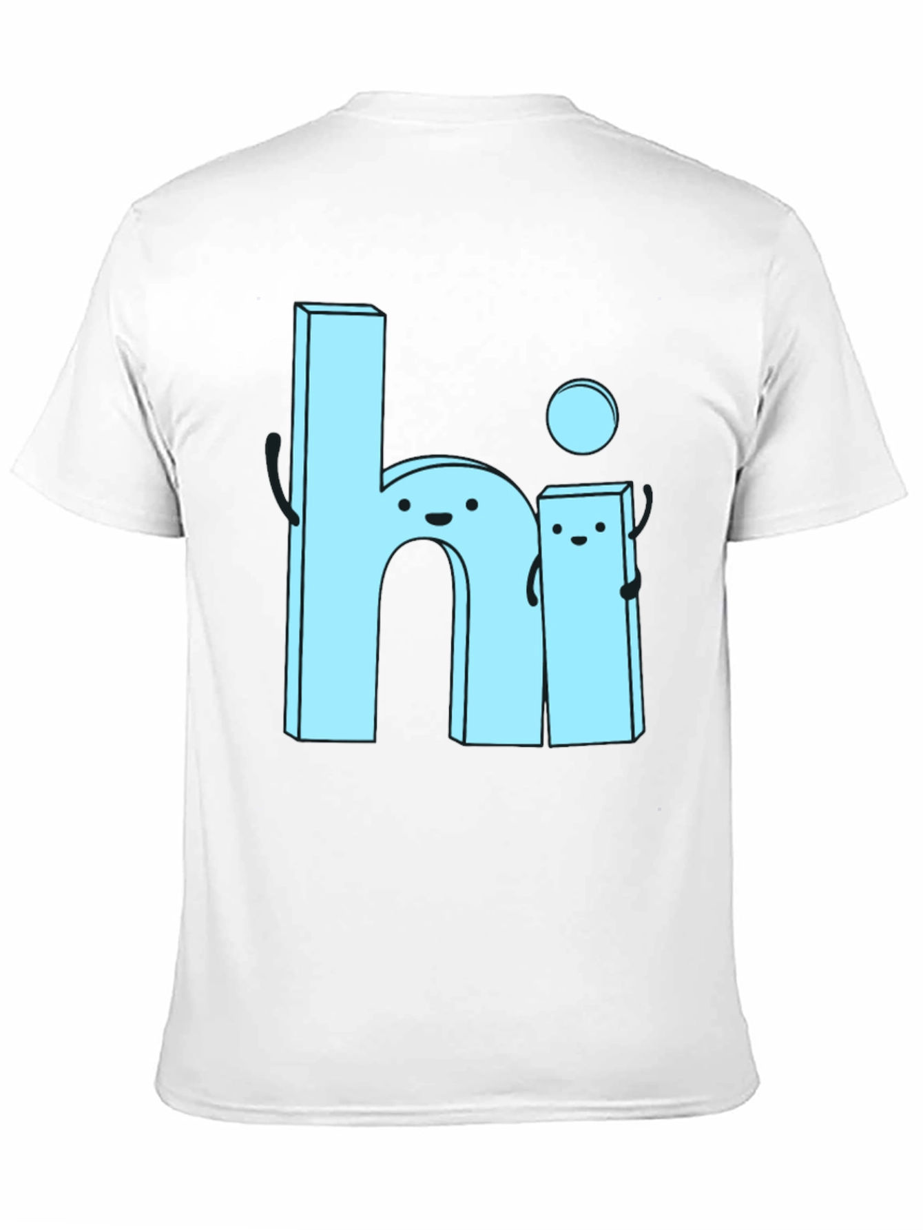 Black Cute Cartoon "Hi" Graphic Tee - Soft Black Cotton view 11