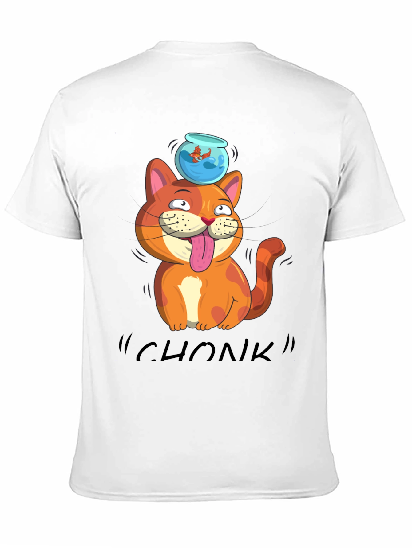 Black Chonk Cat Goldfish T-Shirt view 11