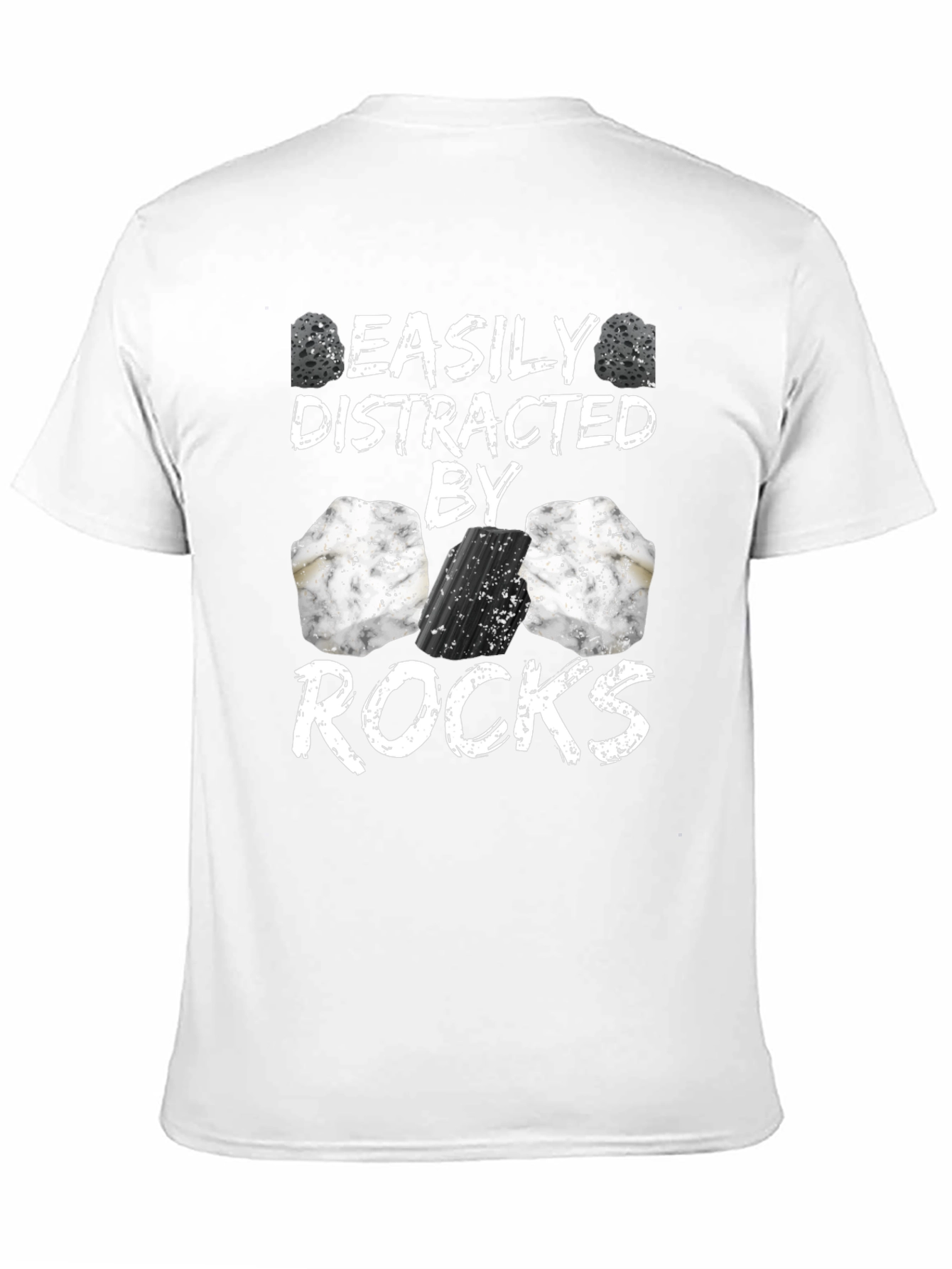 Black Easily Distracted By Rocks Funny T-Shirt view 11