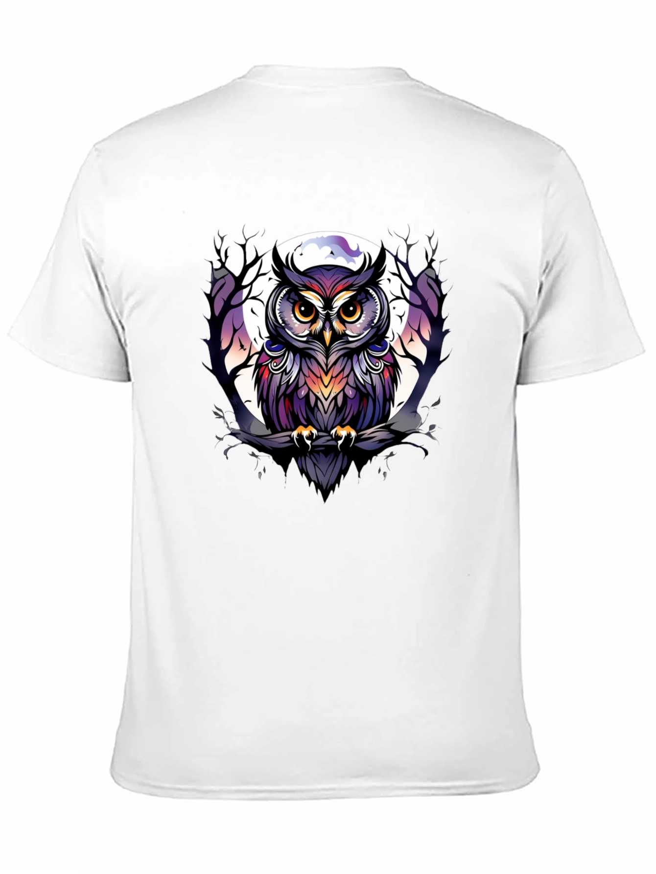 Black Owl T-Shirt: Moonlit Perch Design view 11