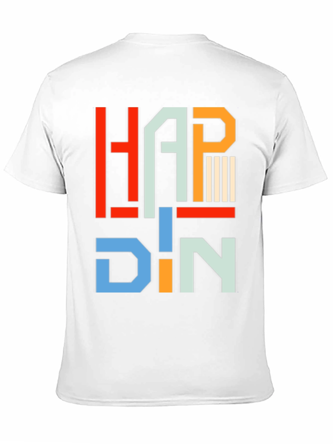 Black HAPP DIN T-Shirt - Geometric Letter Graphic Tee view 11