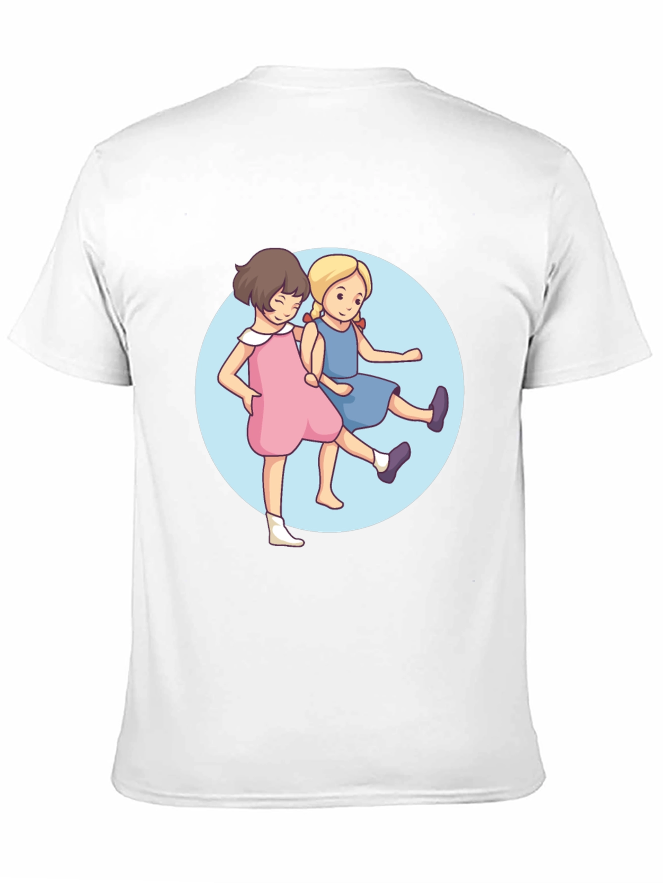 Black Cute Cartoon Twins Black T-Shirt view 11