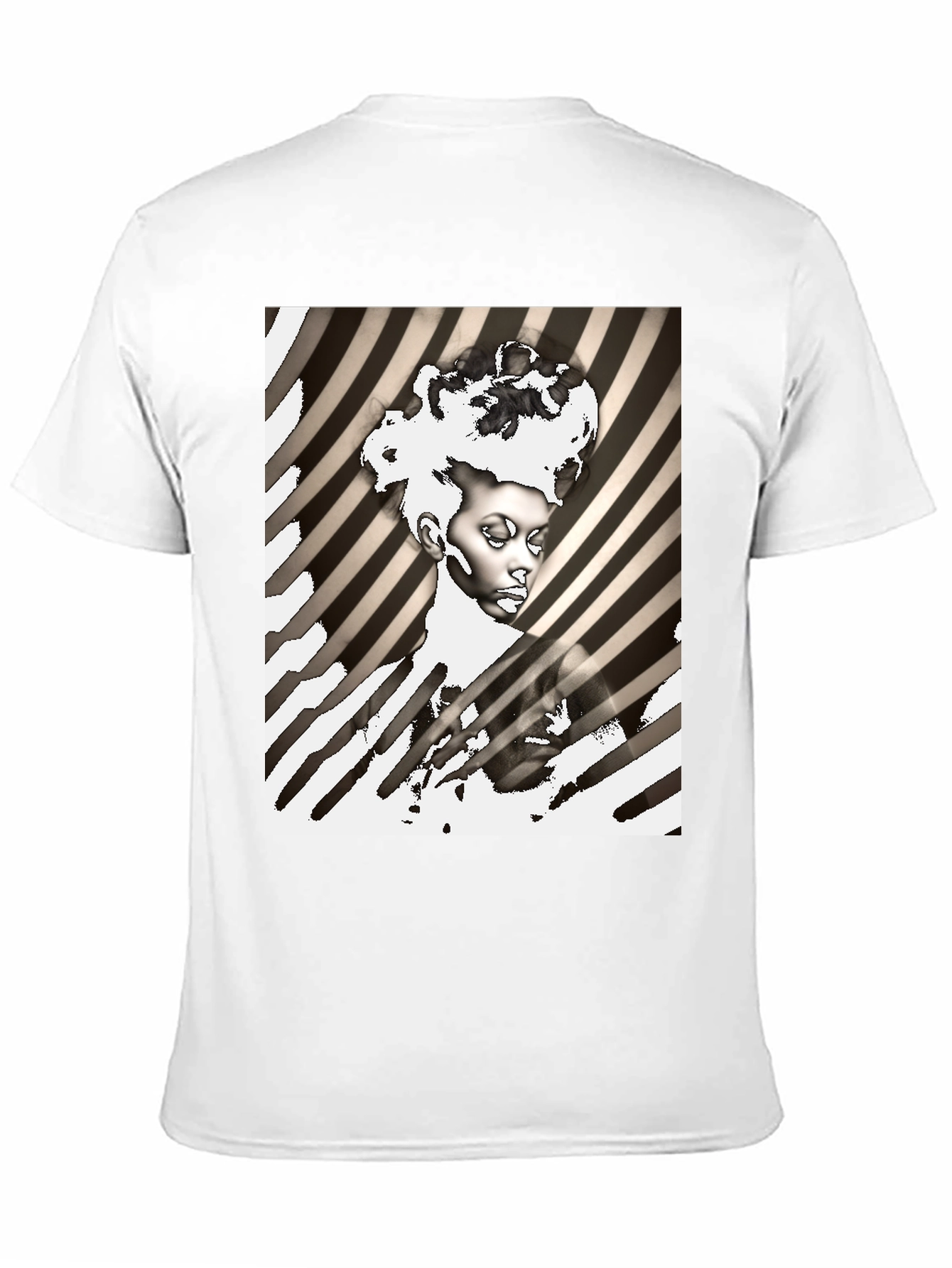 Black Striking Graphic Print Tee - Monochrome Art view 11