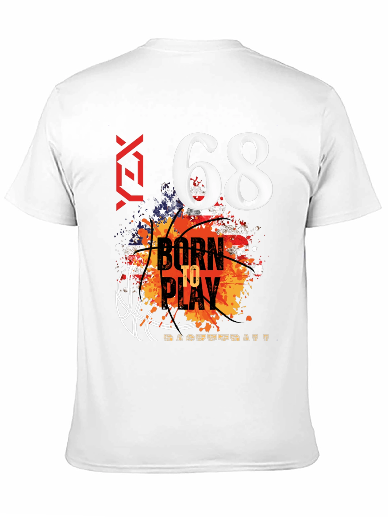 Black Born to Play Basketball T-Shirt - Number 68 view 11