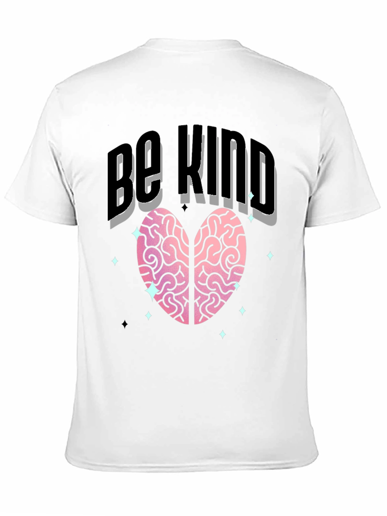 Black Be Kind Heart Brain T-Shirt - Soft Cotton Blend view 11