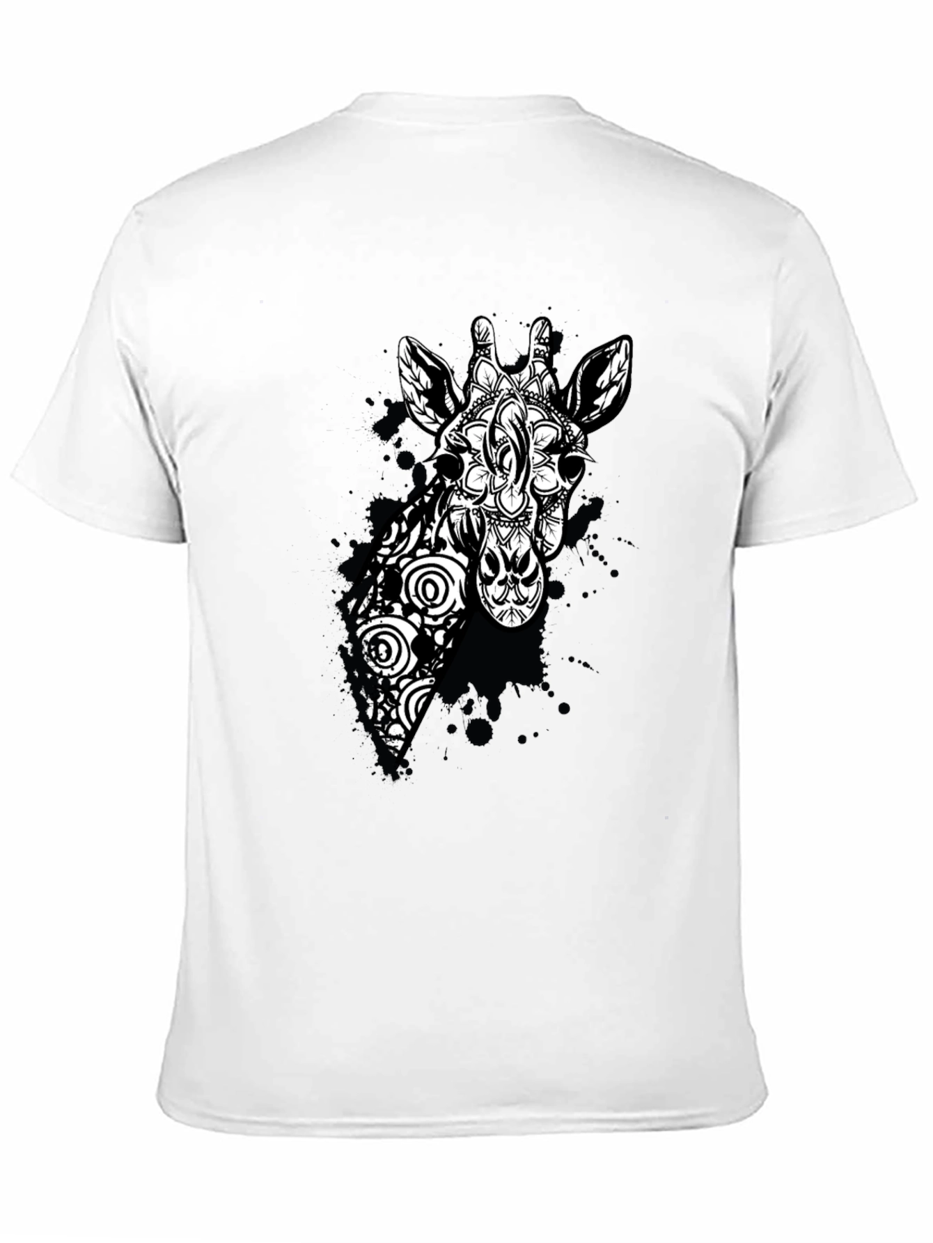 Black Giraffe Mandala Graphic Tee - Black Cotton T-Shirt view 11