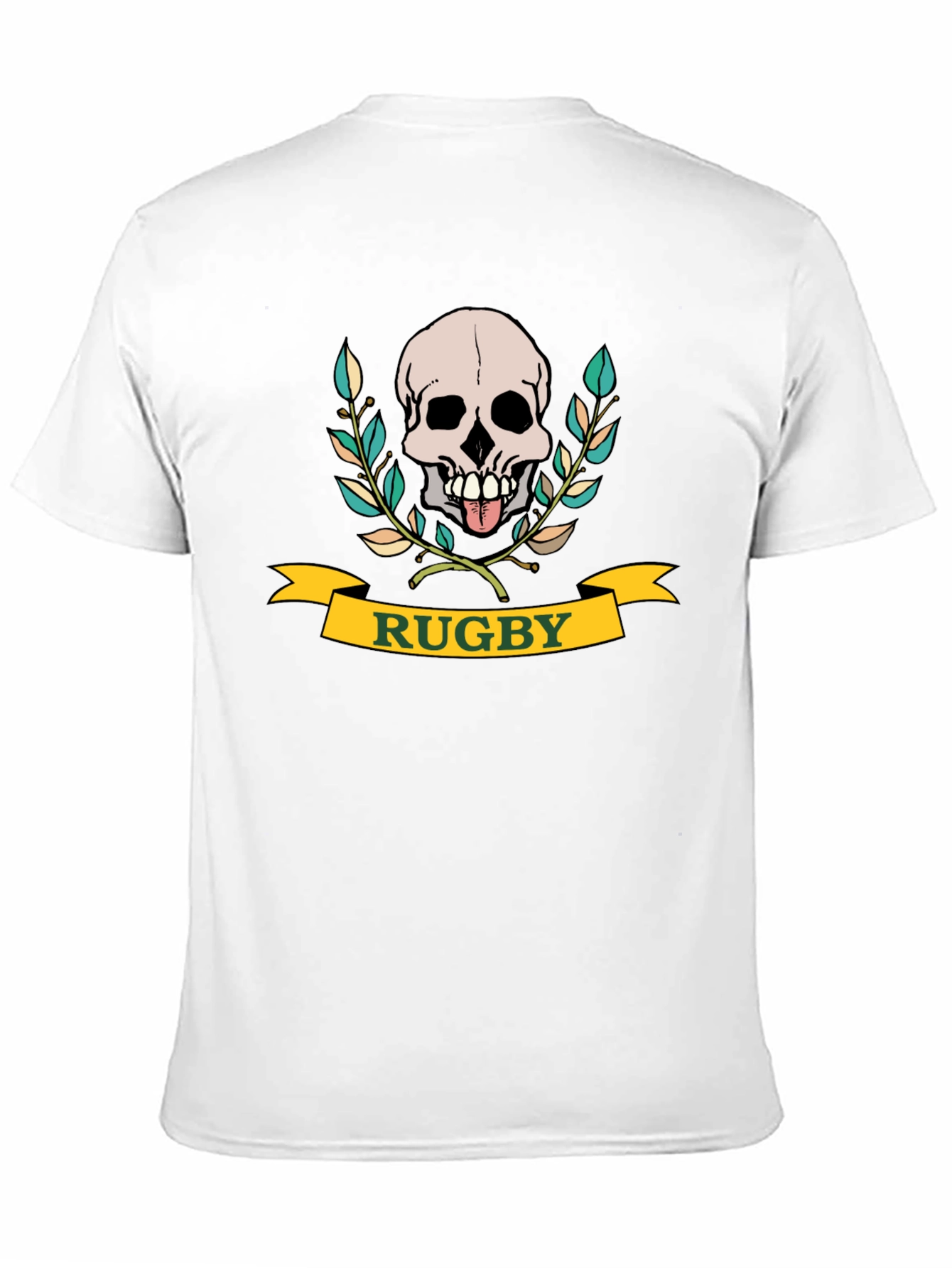 Black Rugby Skull Graphic T-Shirt - Black Cotton Tee view 11