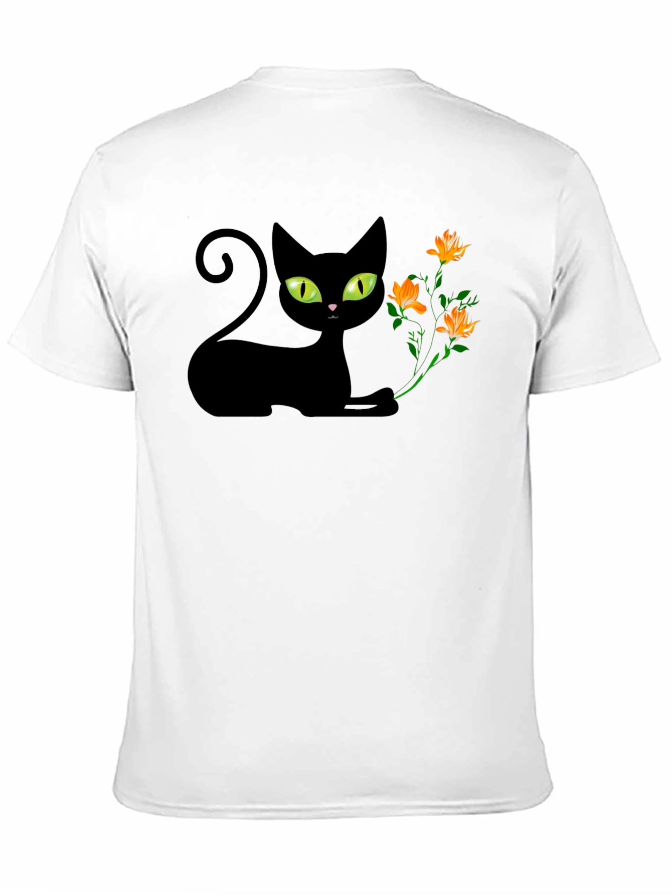 Black Black Cat & Flowers Graphic Tee - Soft Cotton Comfort view 11