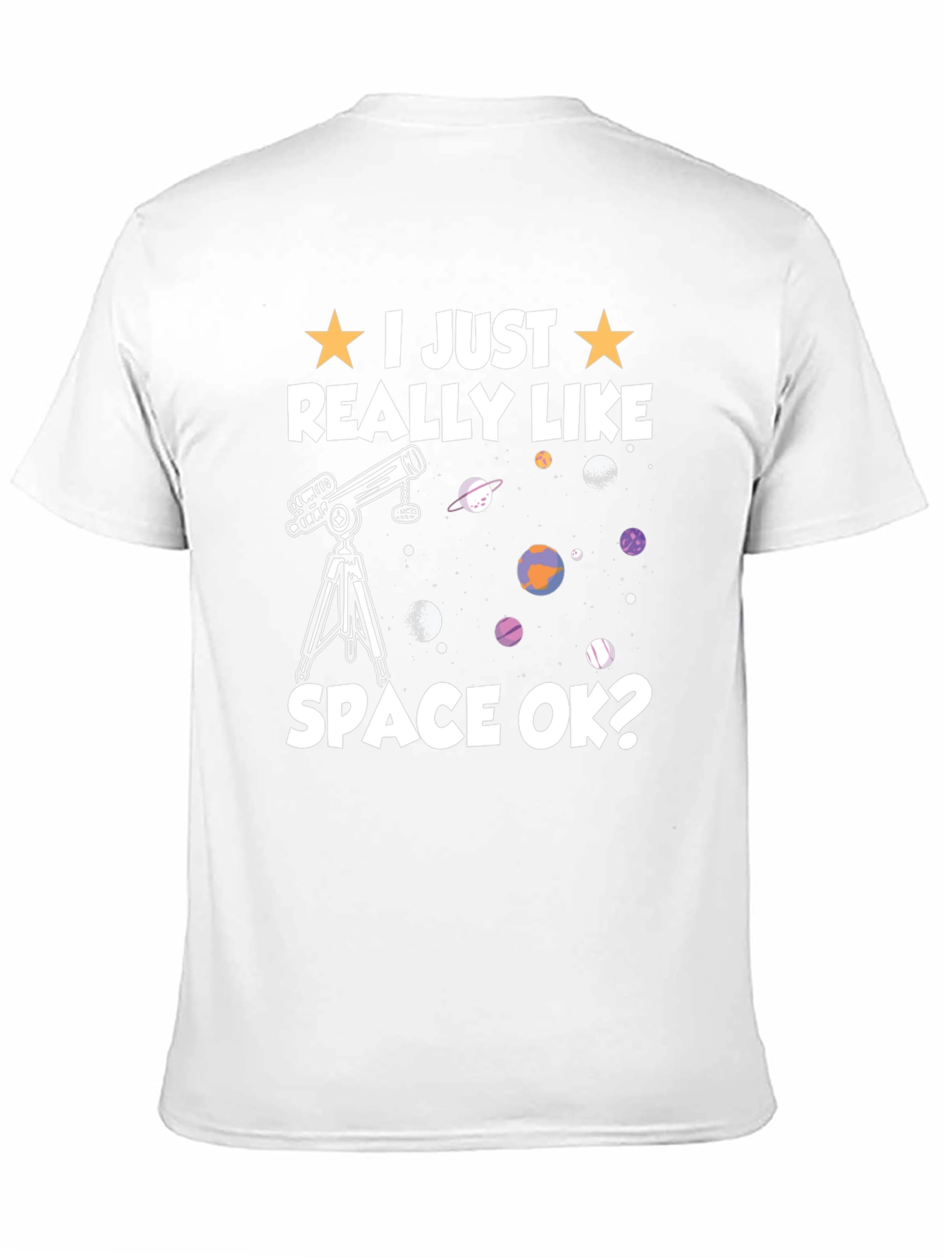 Black I Just Really Like Space OK? T-Shirt view 11