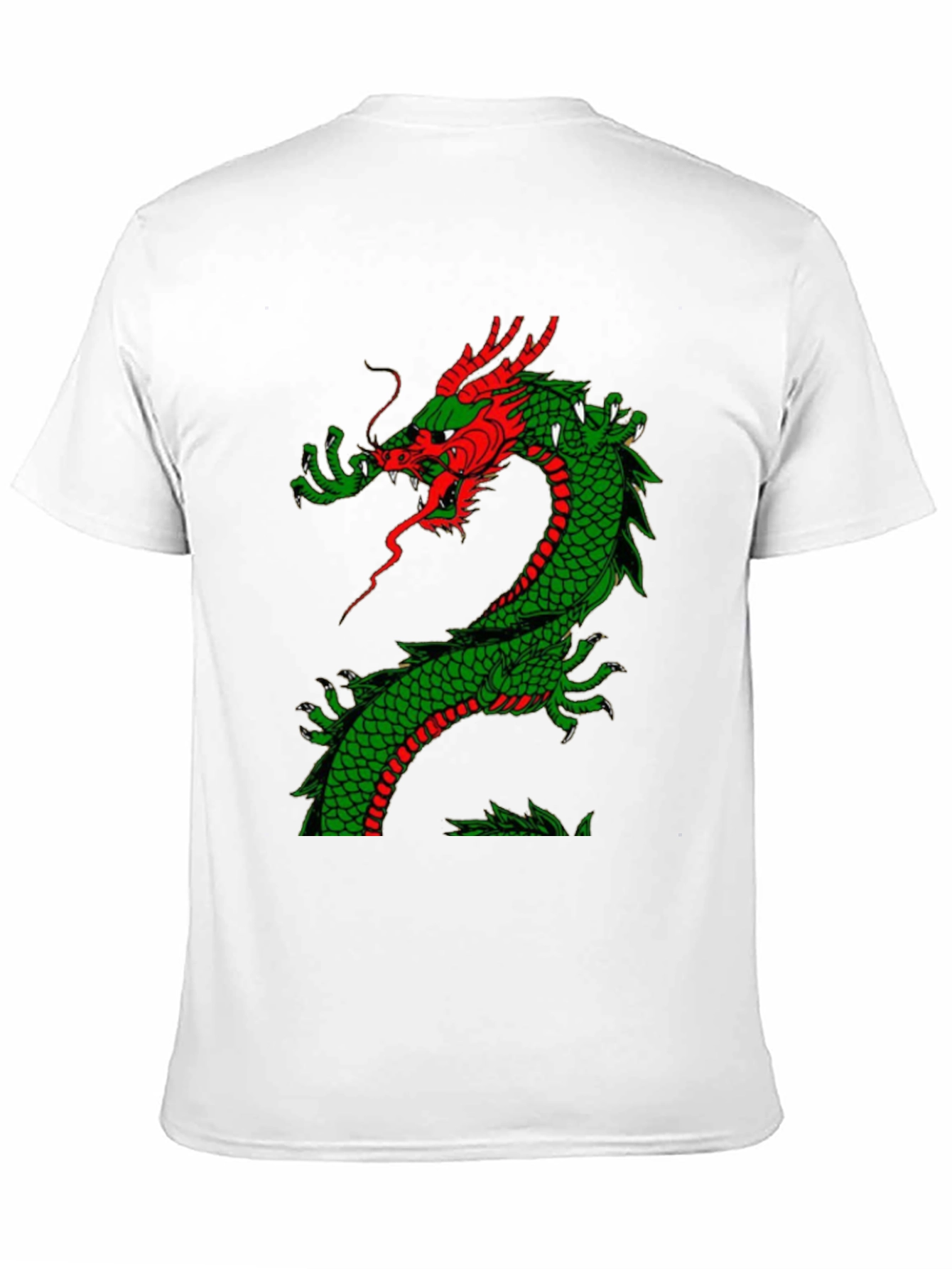 Black Dragon Graphic Tee - Red and Green Dragon Design view 11