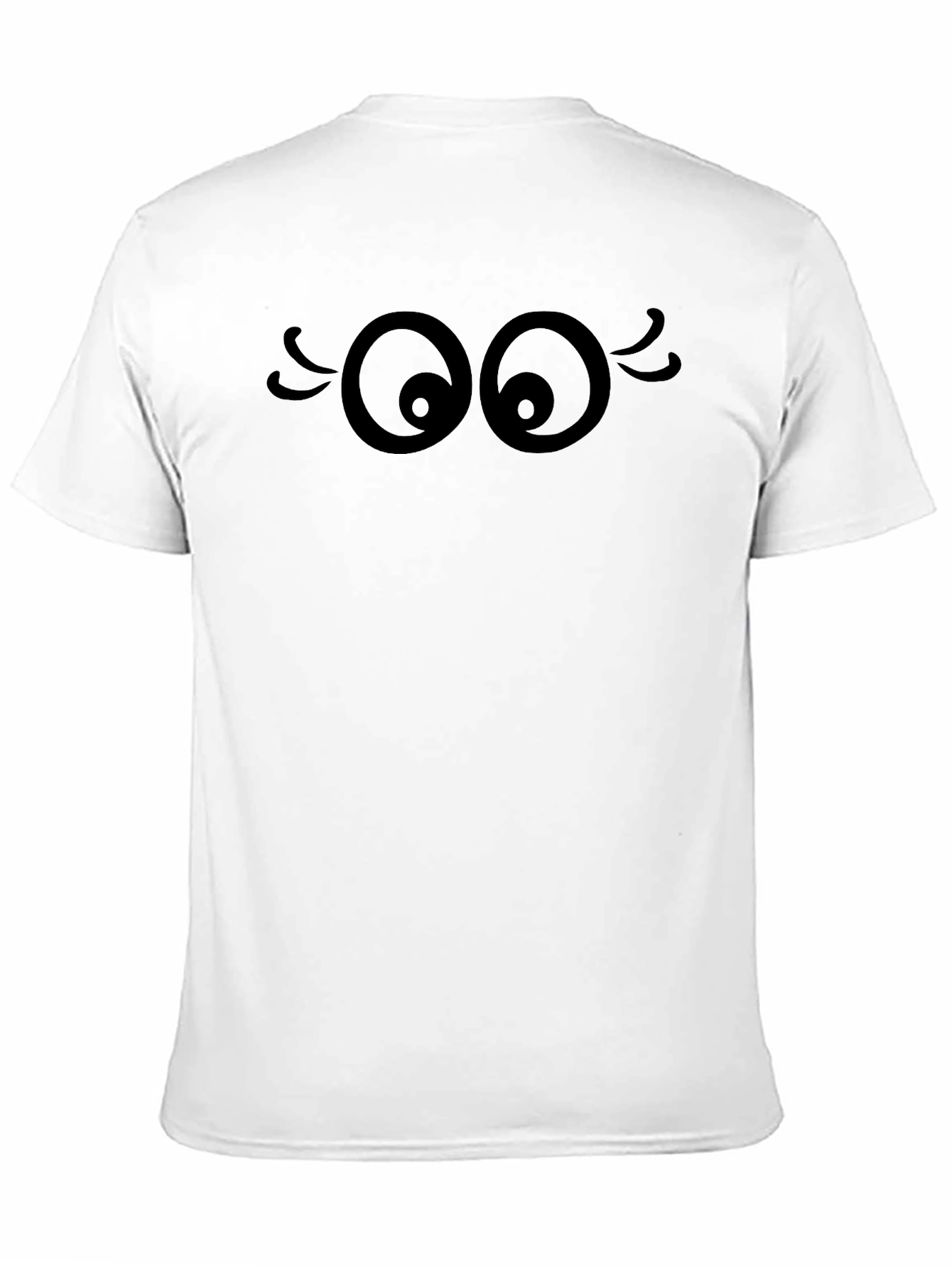 Black Funny Cartoon Eyes Graphic Black T-Shirt view 11
