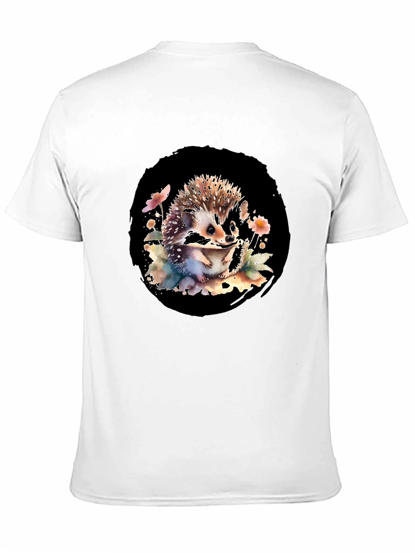 Black Hedgehog Watercolor Graphic Black T-Shirt view 11