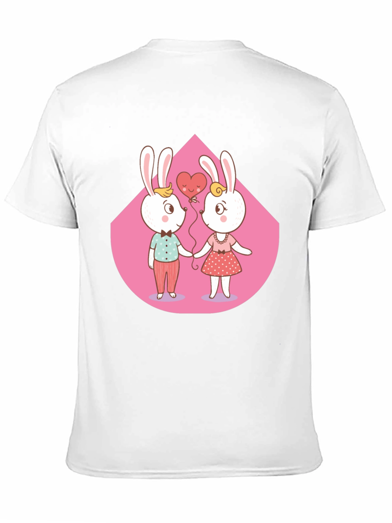 Black Cute Cartoon Bunny Couple T-Shirt view 11