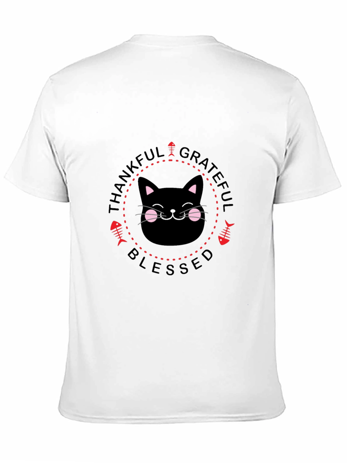 Black Thankful Grateful Blessed Cat T-Shirt view 11