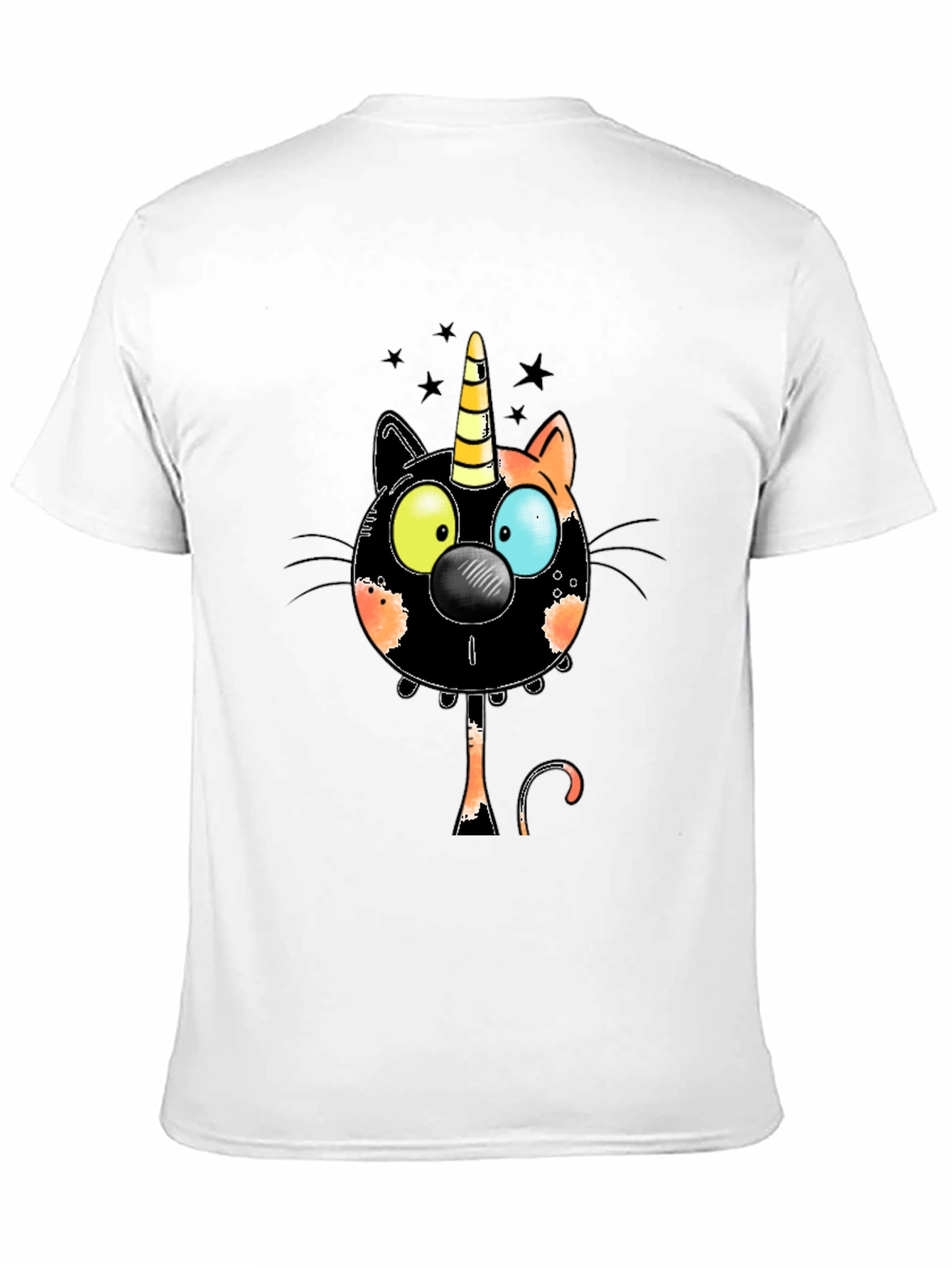 Black Unicorn Cat T-Shirt - Black Cotton Blend Novelty Tee view 11