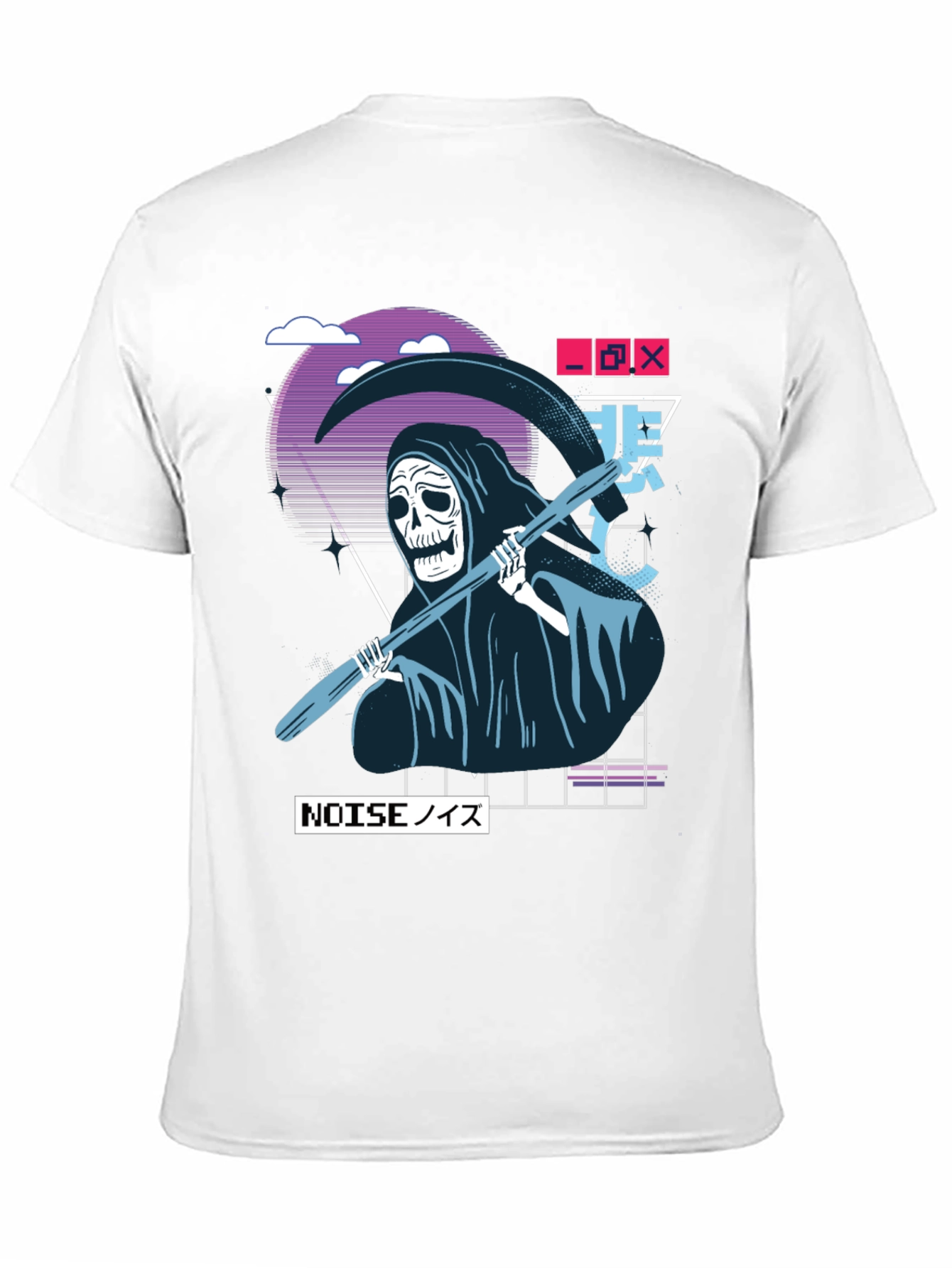 Black Grim Reaper Vaporwave T-Shirt view 11