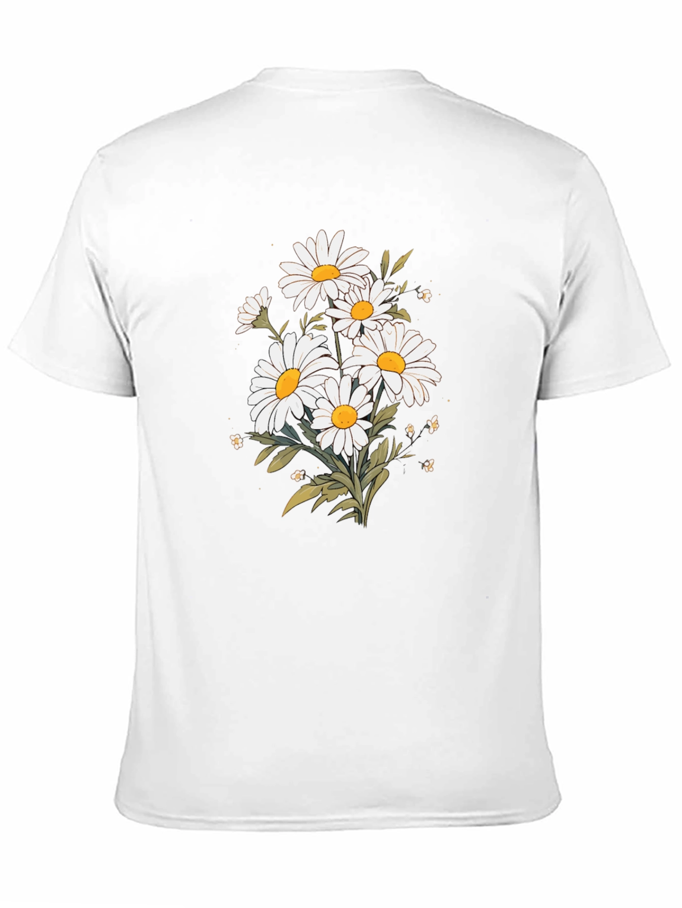 Black Daisy Flower Graphic T-Shirt - Black Cotton Tee view 11