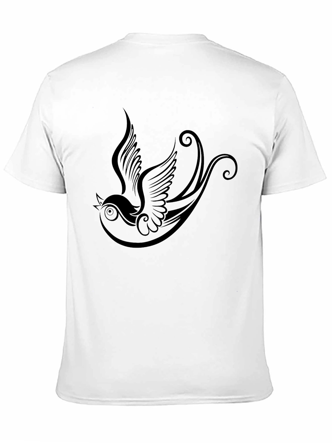 Black Black T-Shirt with Bird Tattoo Design view 11