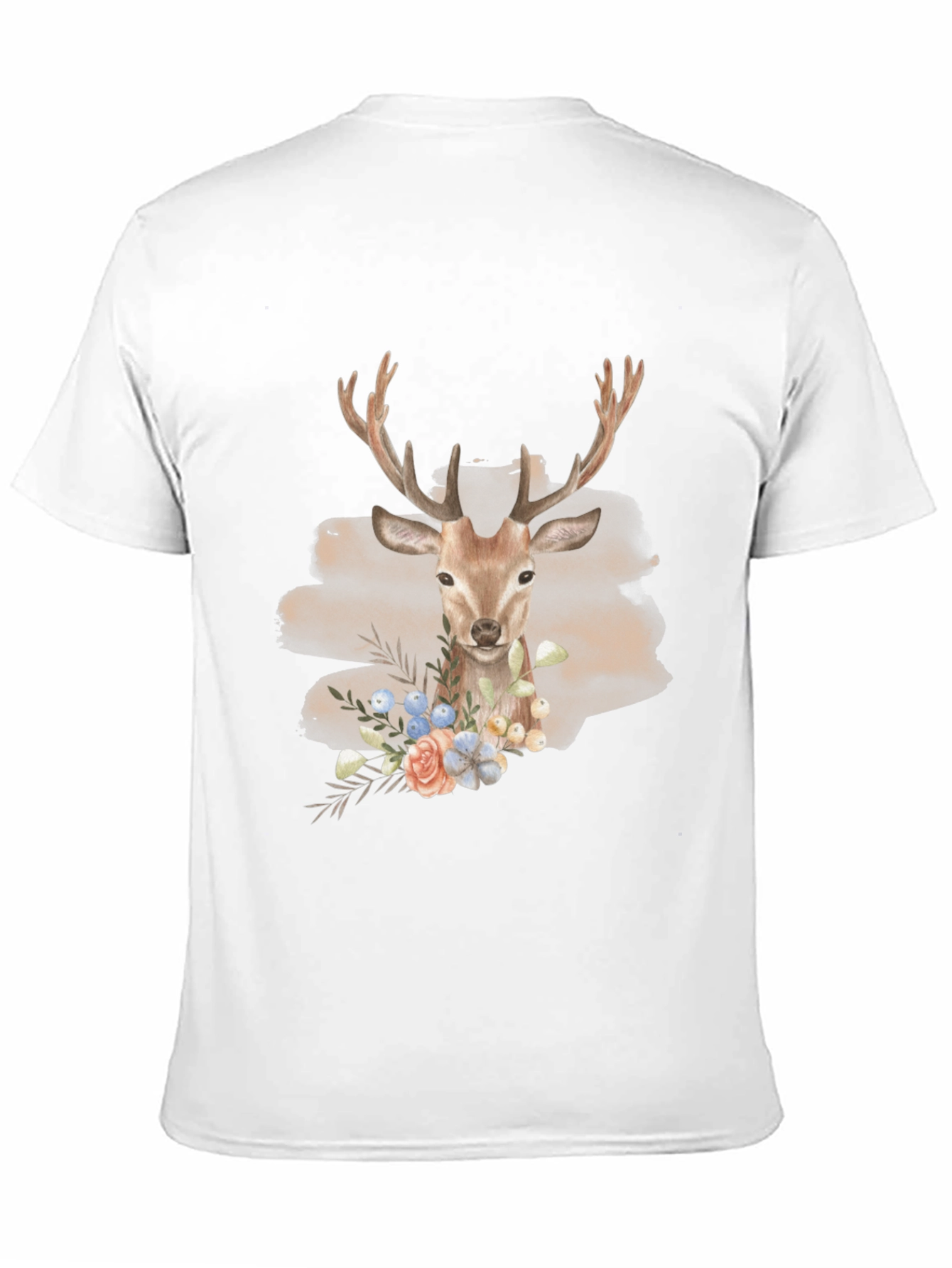 Black Deer Floral Graphic Print Tee - Men's Black T-Shirt view 11