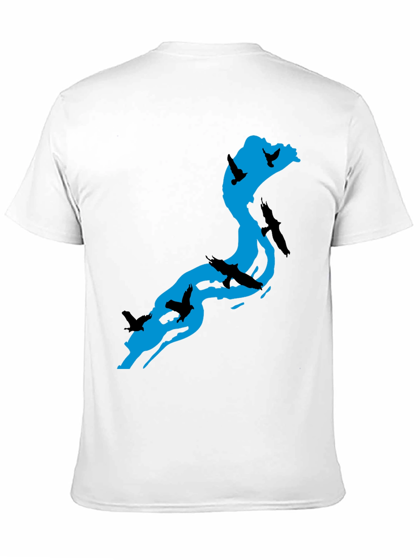 Black River Birds Graphic T-Shirt - Black Cotton Tee view 11