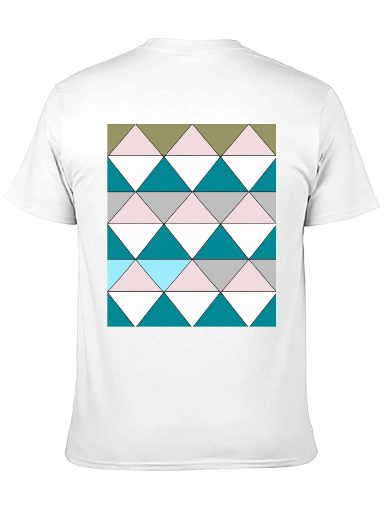 Black Geometric Triangle Pattern Black T-Shirt view 11