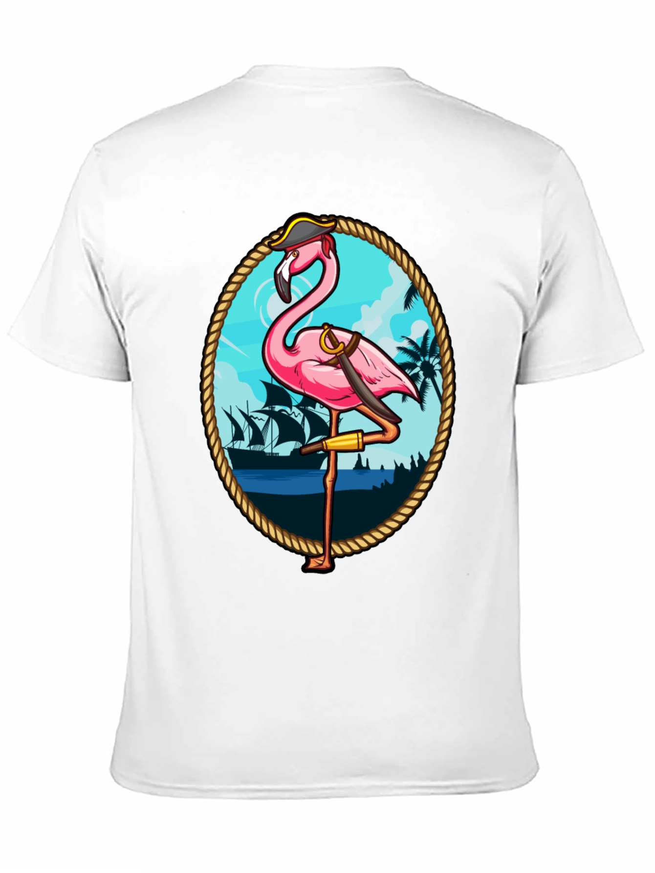 Black Pirate Flamingo Graphic T-Shirt - Tropical Humor Tee view 11