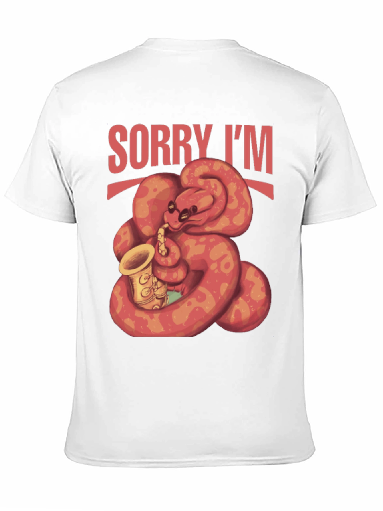 Black Sorry I'm Late Snake Saxophone T-Shirt view 11