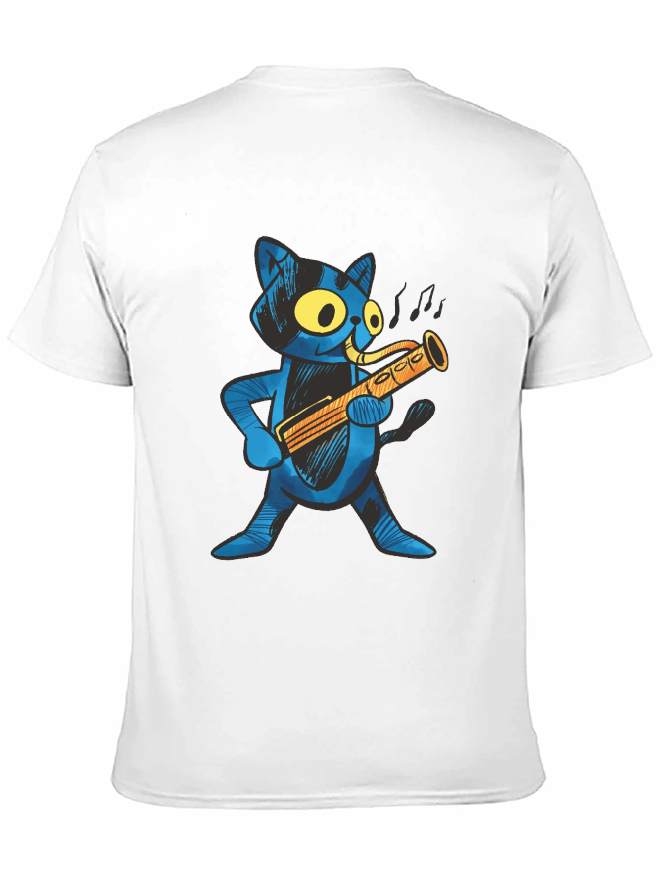 Black Cool Cat Saxophone Player T-Shirt view 11