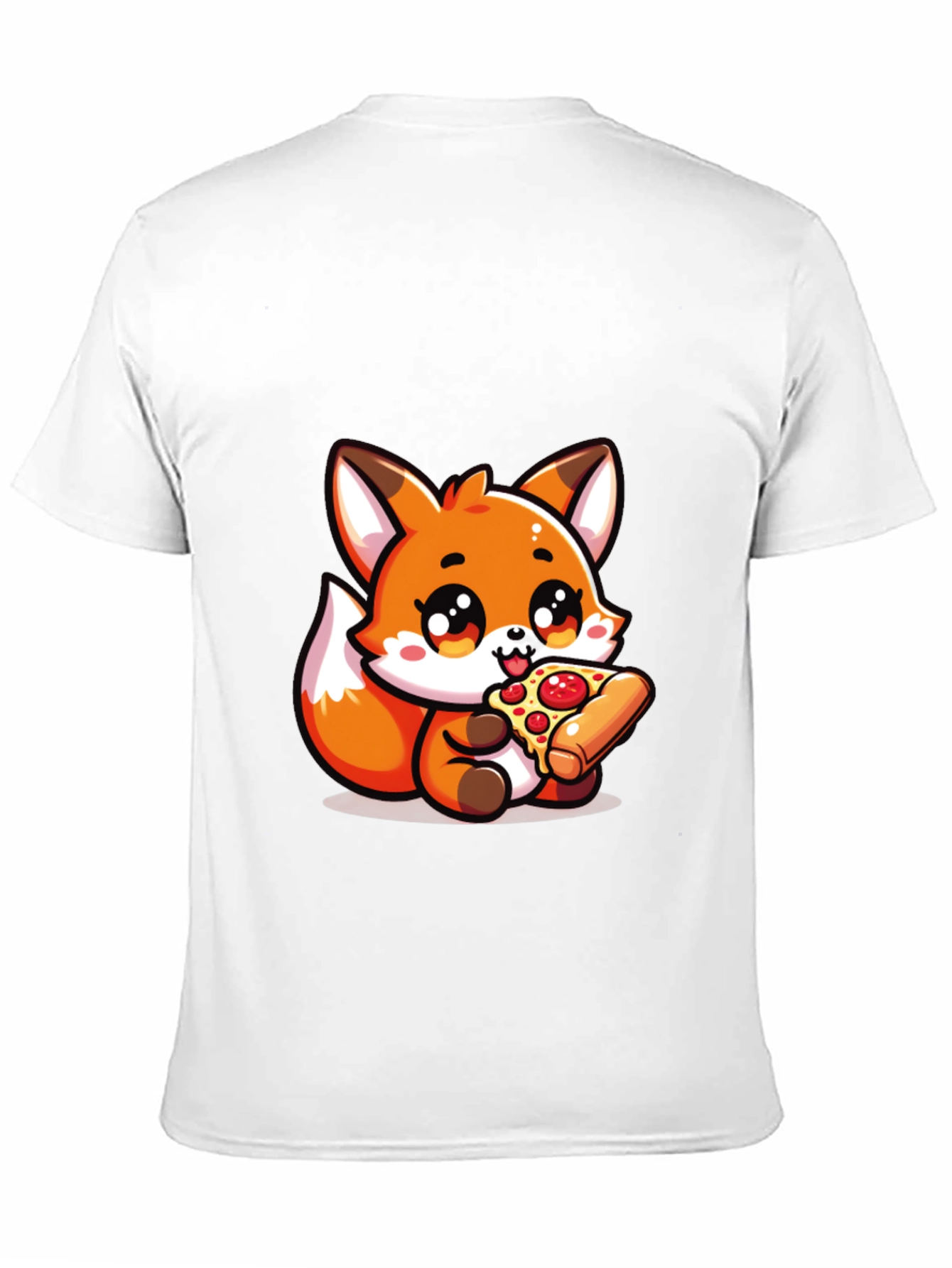 Black Cute Fox Pizza Lover Black T-Shirt view 11