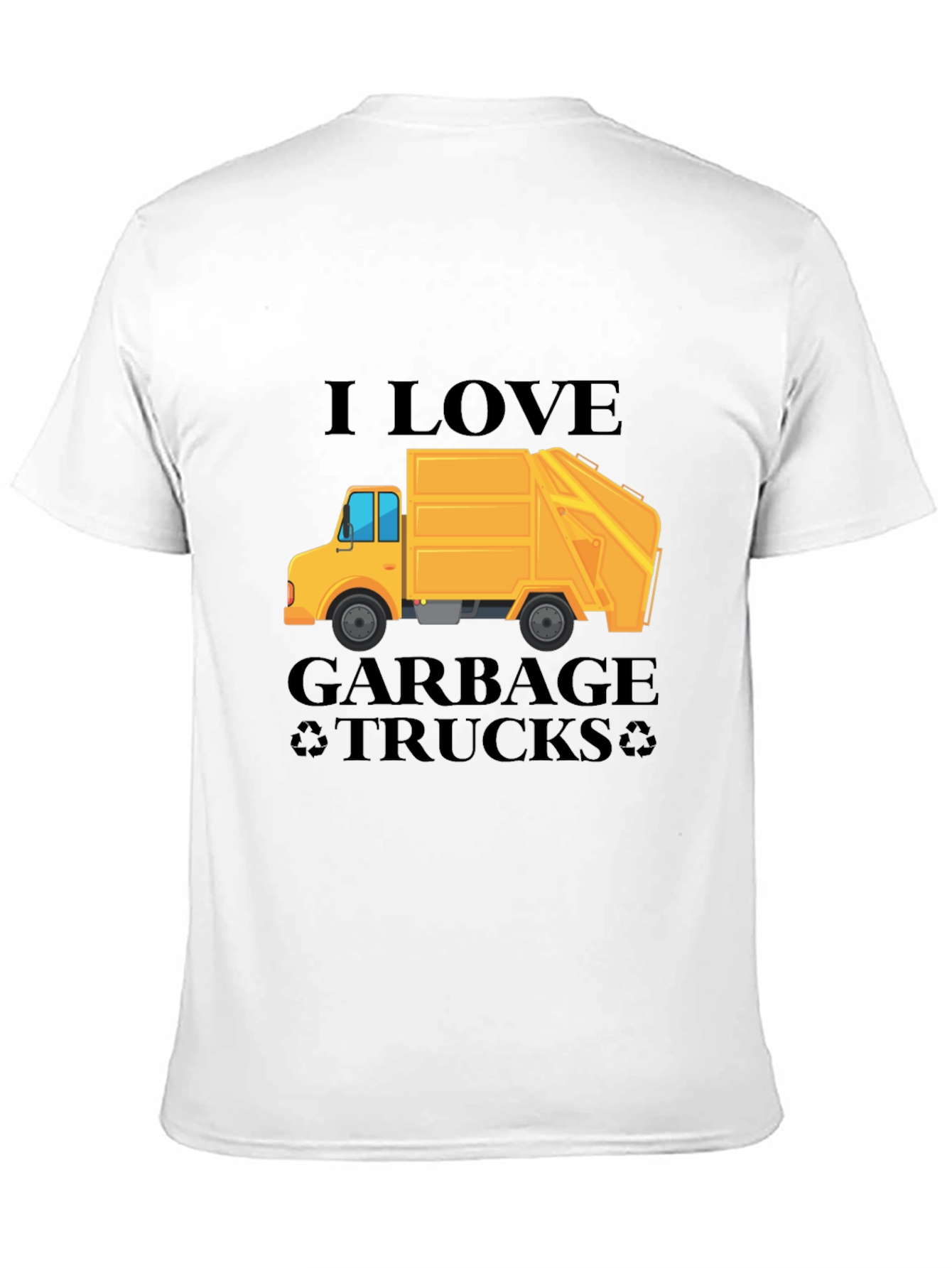 Black I Love Garbage Trucks T-Shirt - Black Crew Neck Tee view 11