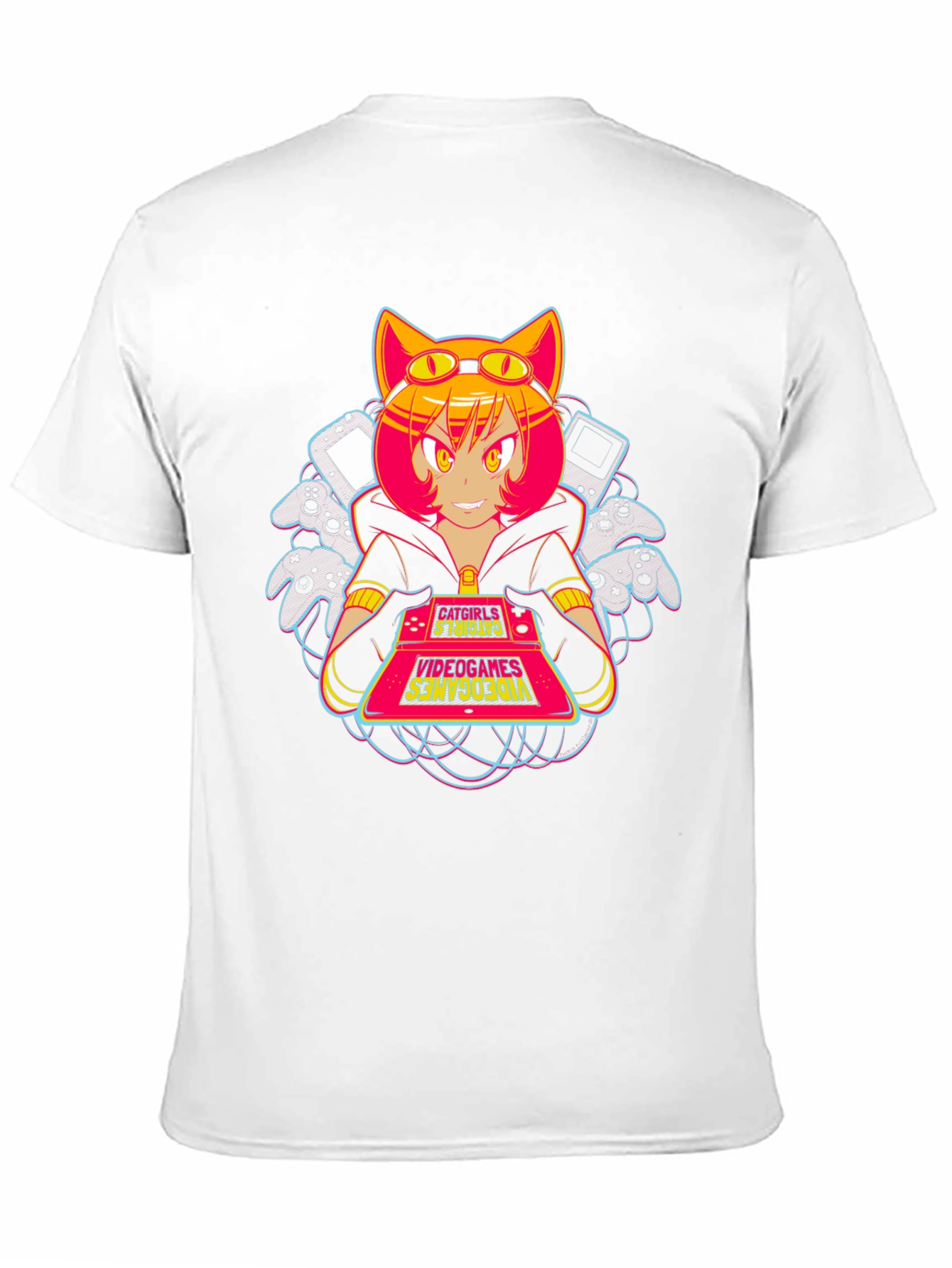 Black Anime Catgirl Gamer T-Shirt view 11