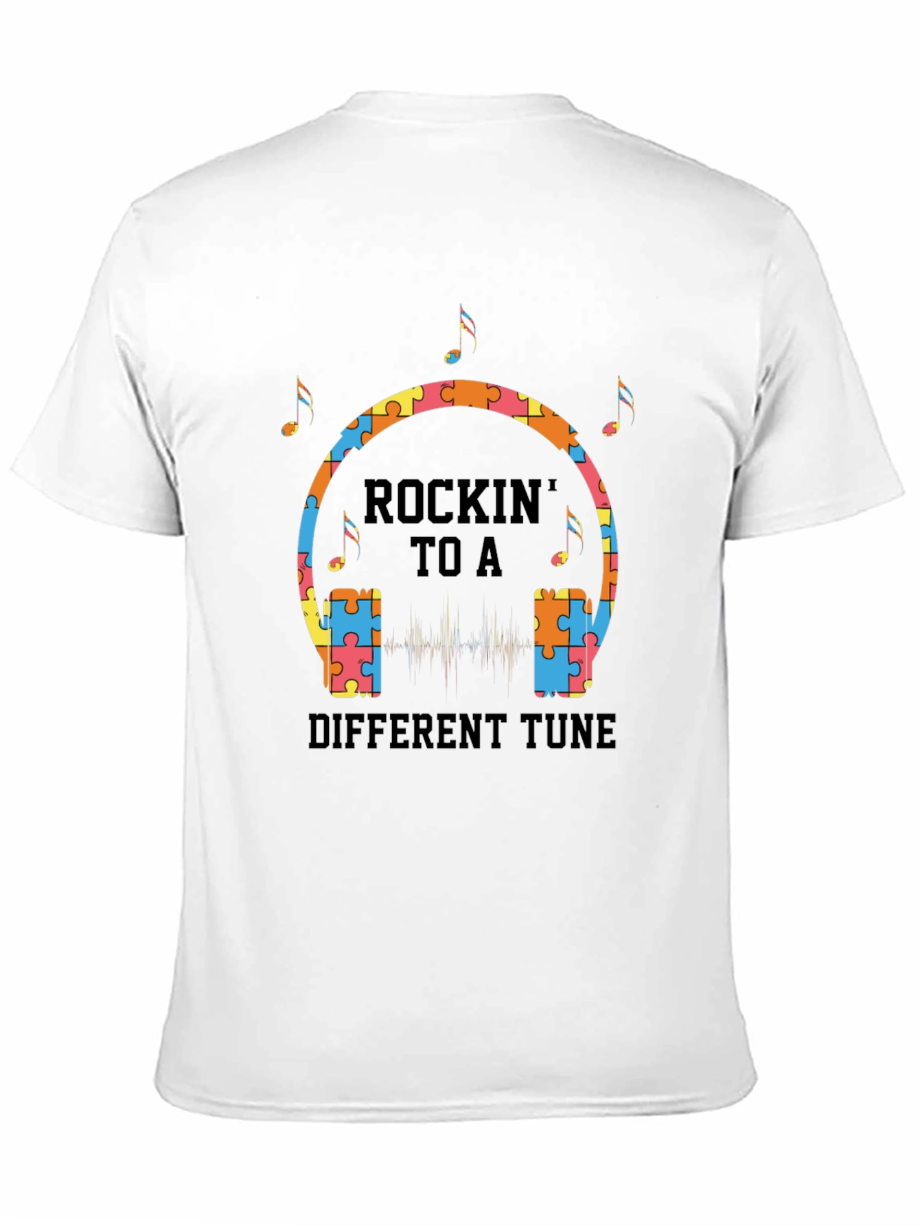 Black Rockin' to a Different Tune Autism Awareness T-Shirt view 11