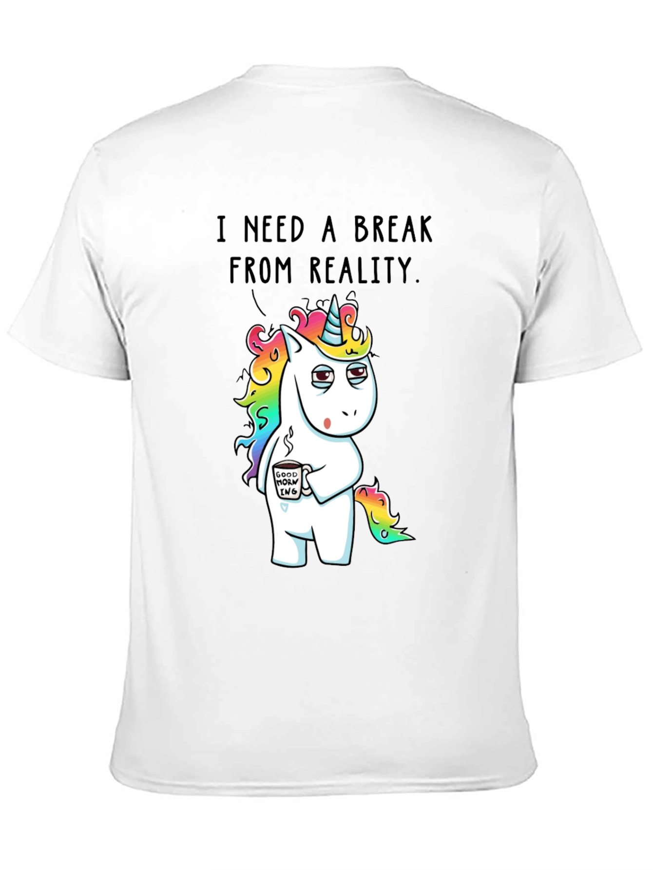 Black Funny Unicorn 'Break From Reality' Graphic T-Shirt view 11