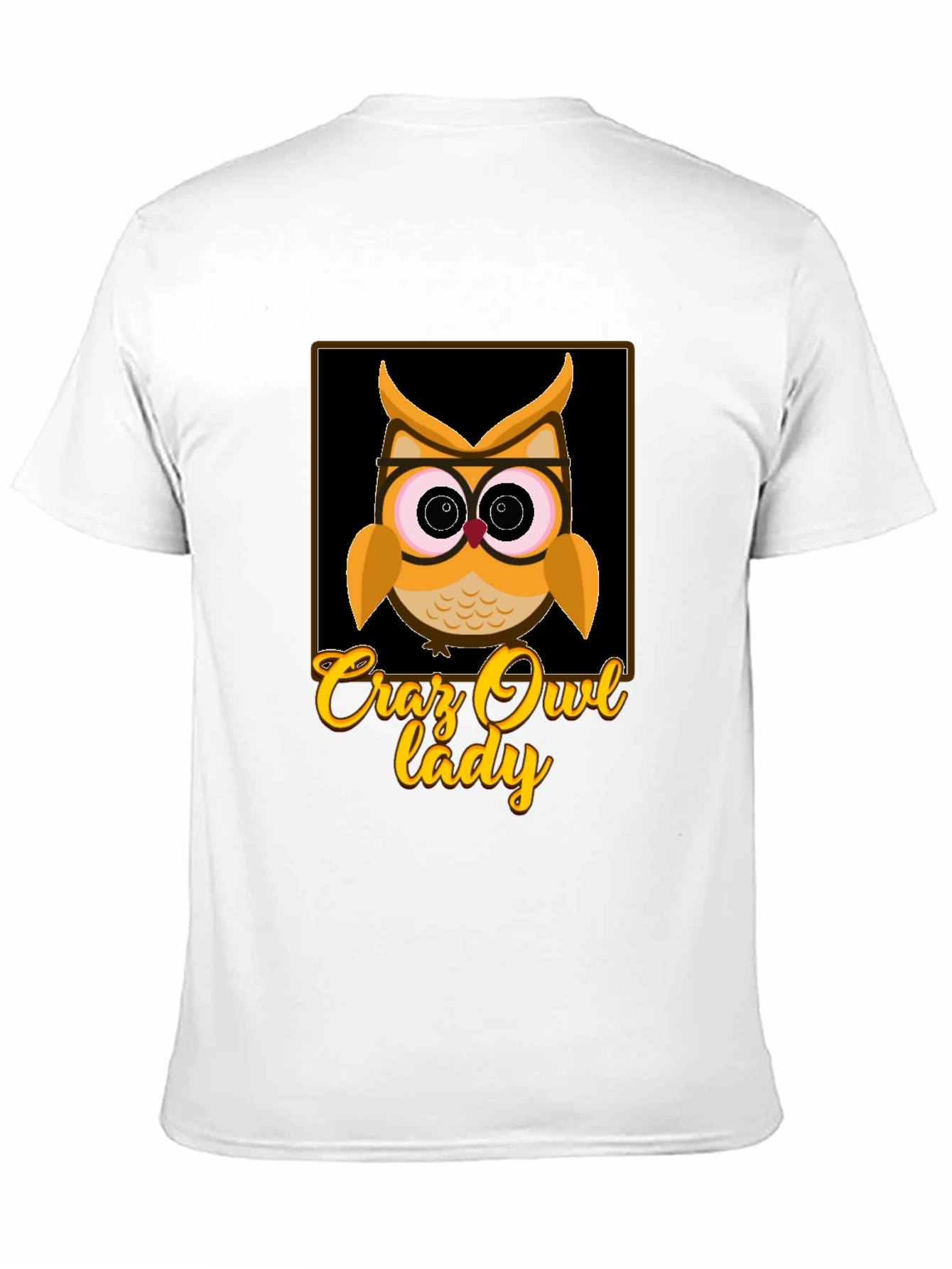 Black Crazy Owl Lady Graphic T-Shirt view 11